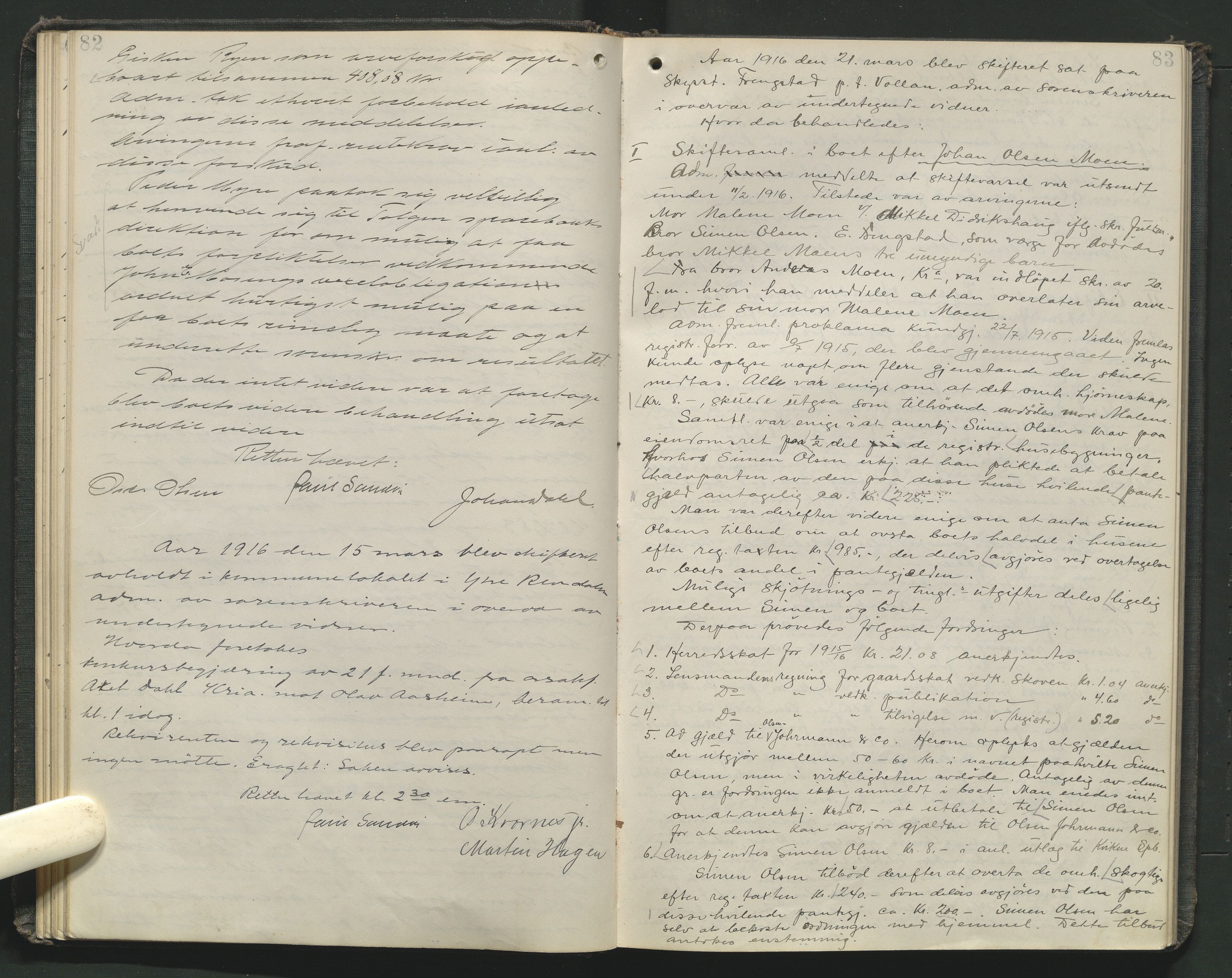 Nord-Østerdal tingrett, AV/SAH-TING-020/J/Jc/L0006: Skifteforhandlingsprotokoll, 1914-1920, p. 82-83