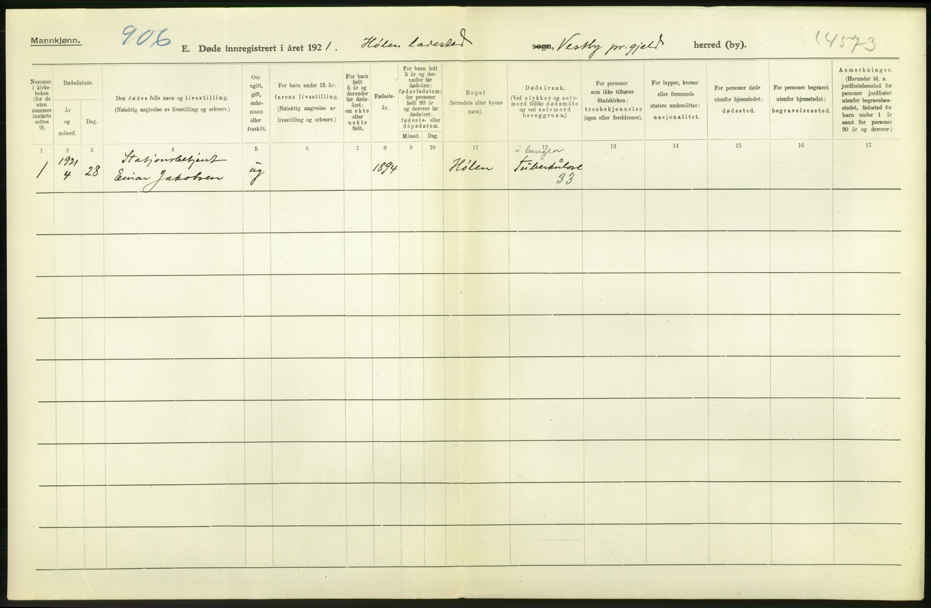 Statistisk sentralbyrå, Sosiodemografiske emner, Befolkning, RA/S-2228/D/Df/Dfc/Dfca/L0007: Akershus fylke: Døde. Bygder og byer., 1921, p. 516