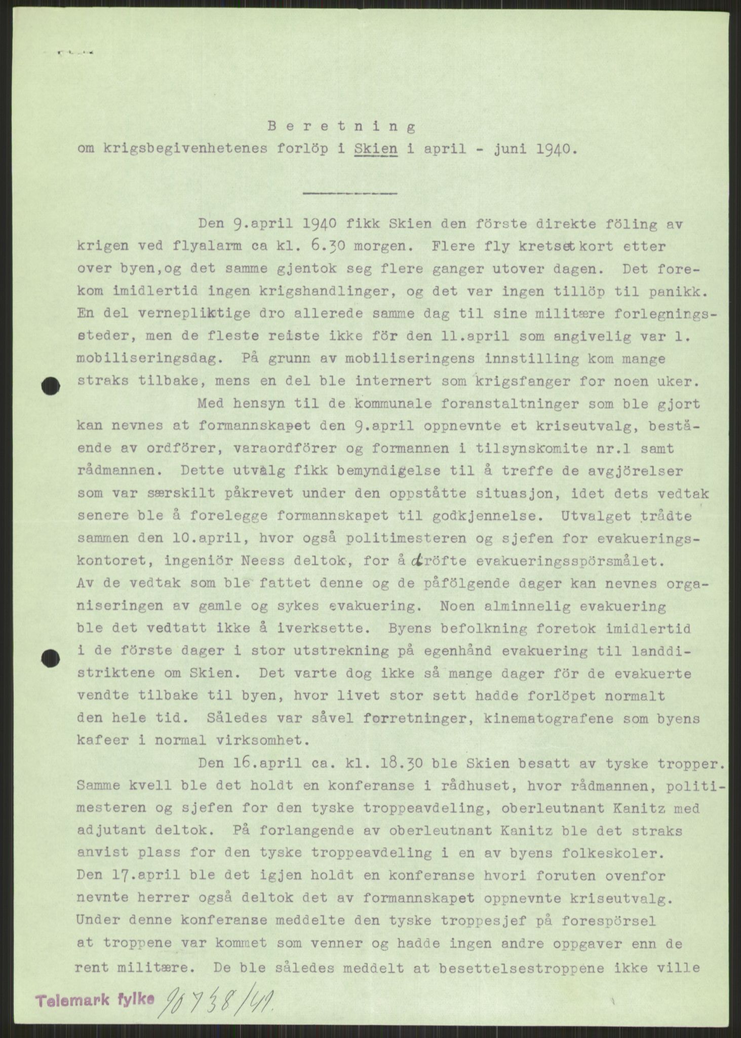 Forsvaret, Forsvarets krigshistoriske avdeling, AV/RA-RAFA-2017/Y/Ya/L0014: II-C-11-31 - Fylkesmenn.  Rapporter om krigsbegivenhetene 1940., 1940, p. 696