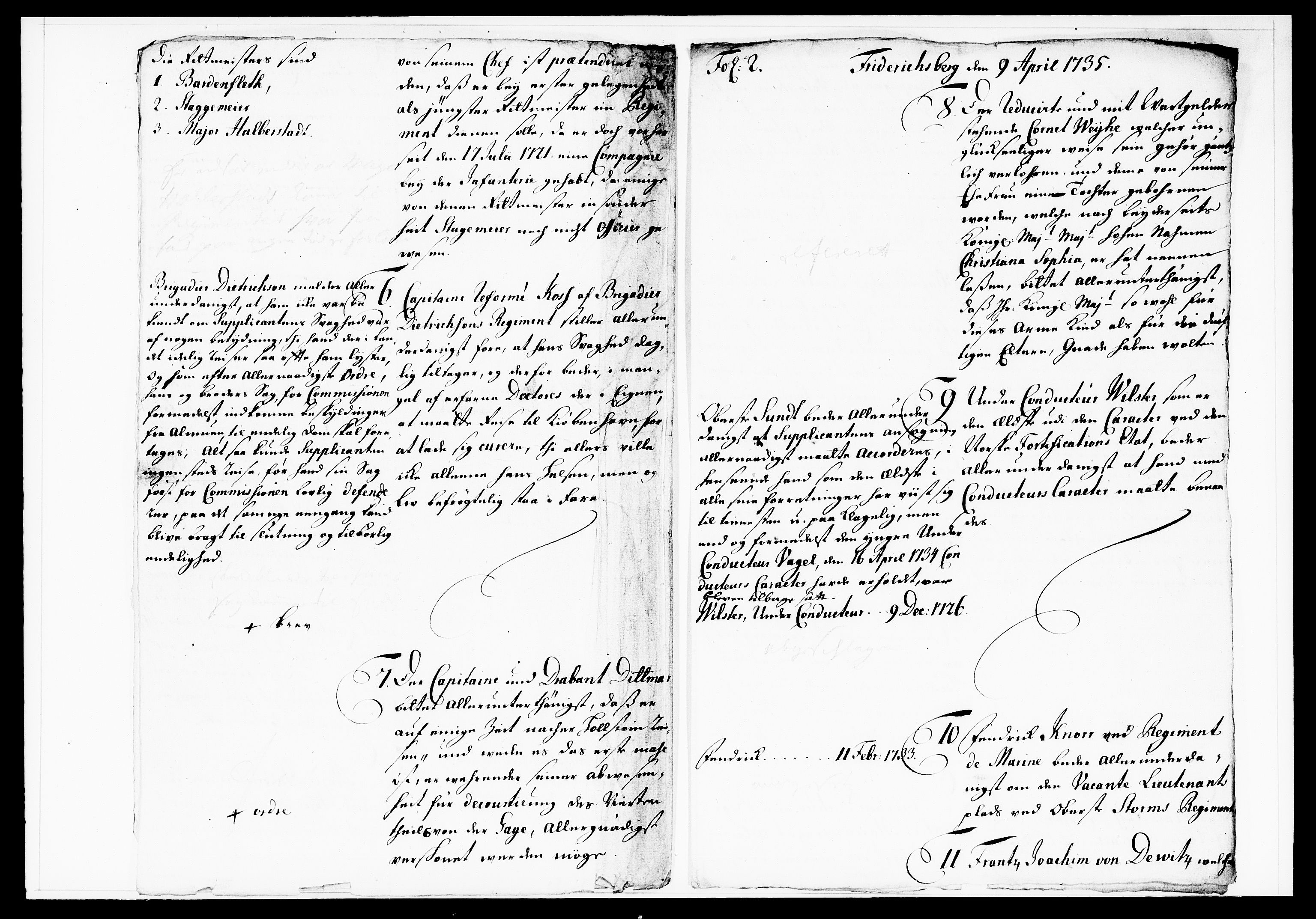Krigskollegiet, Krigskancelliet, DRA/A-0006/-/1122-1129: Refererede sager, 1735, p. 158