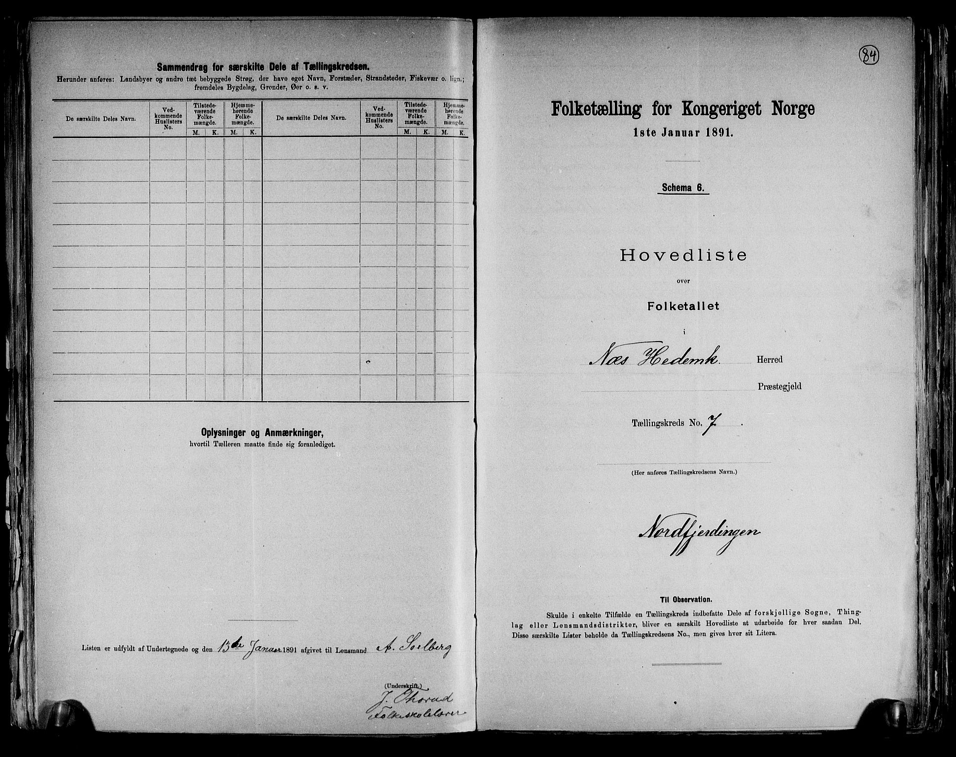 RA, 1891 census for 0411 Nes, 1891, p. 22