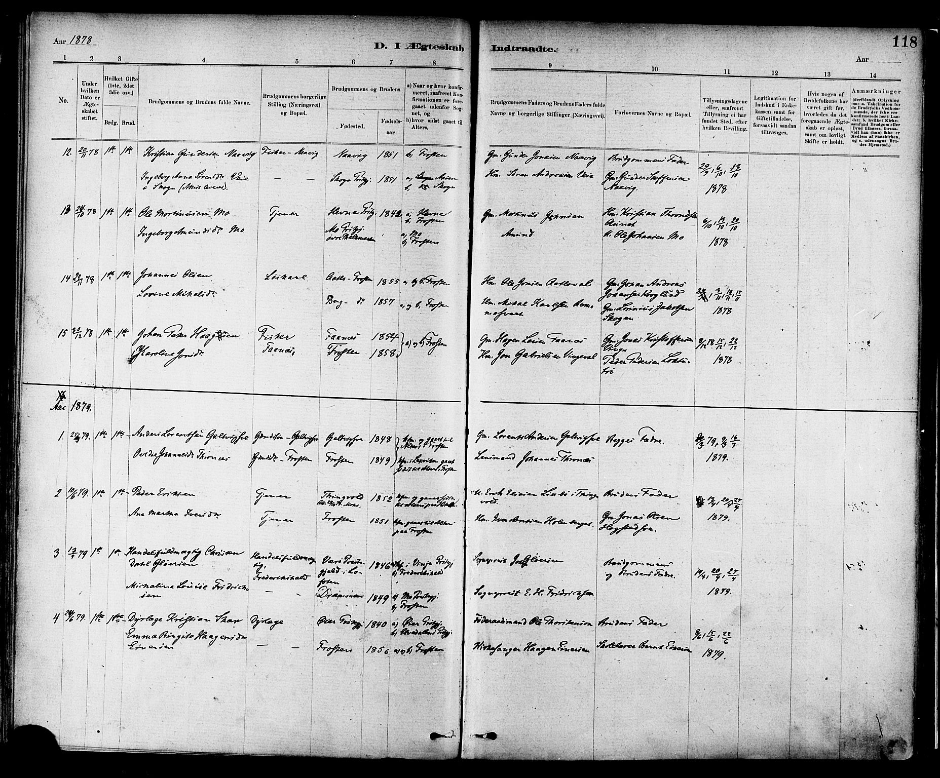 Ministerialprotokoller, klokkerbøker og fødselsregistre - Nord-Trøndelag, SAT/A-1458/713/L0120: Parish register (official) no. 713A09, 1878-1887, p. 118
