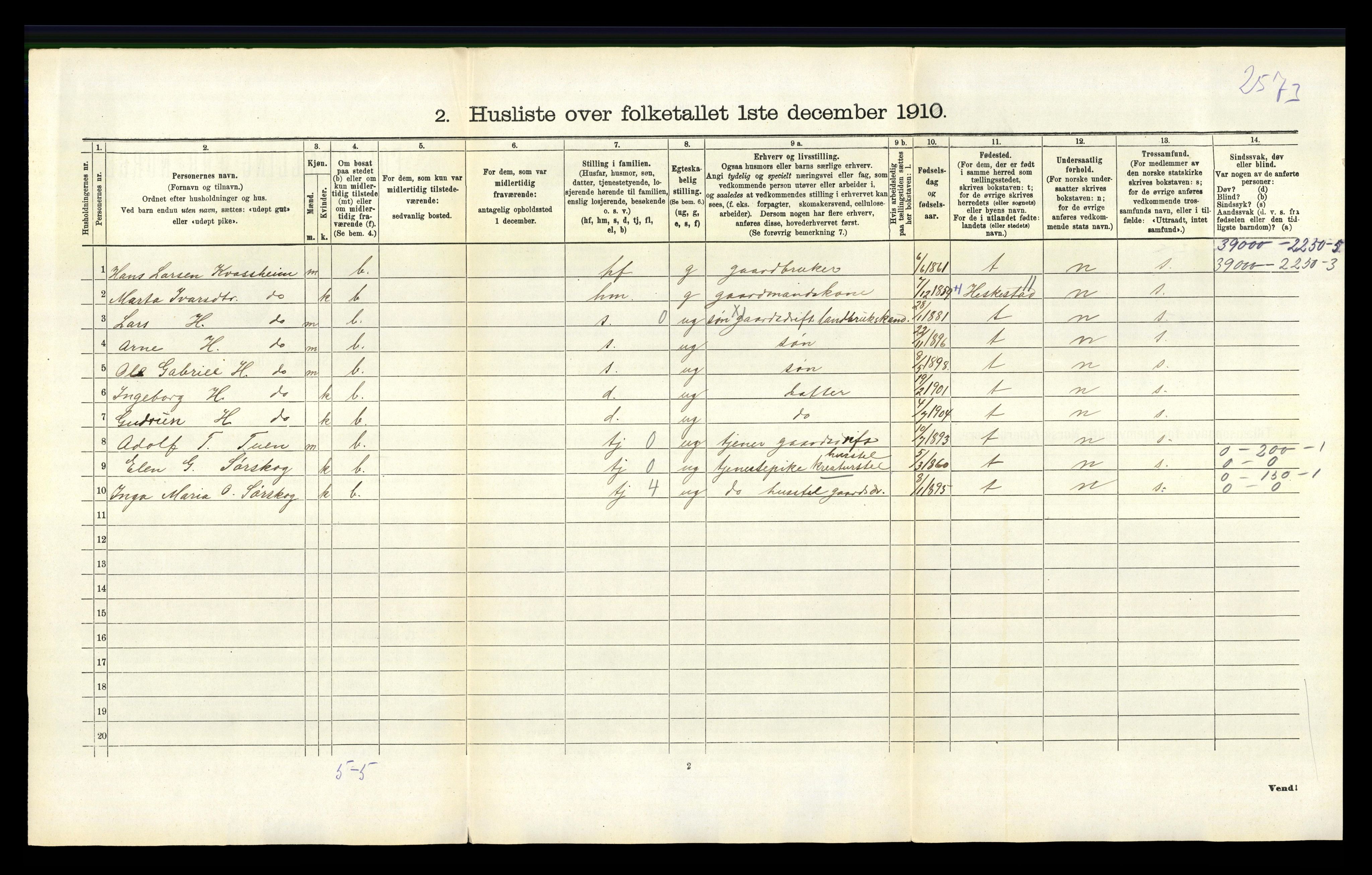 RA, 1910 census for Ogna, 1910, p. 202