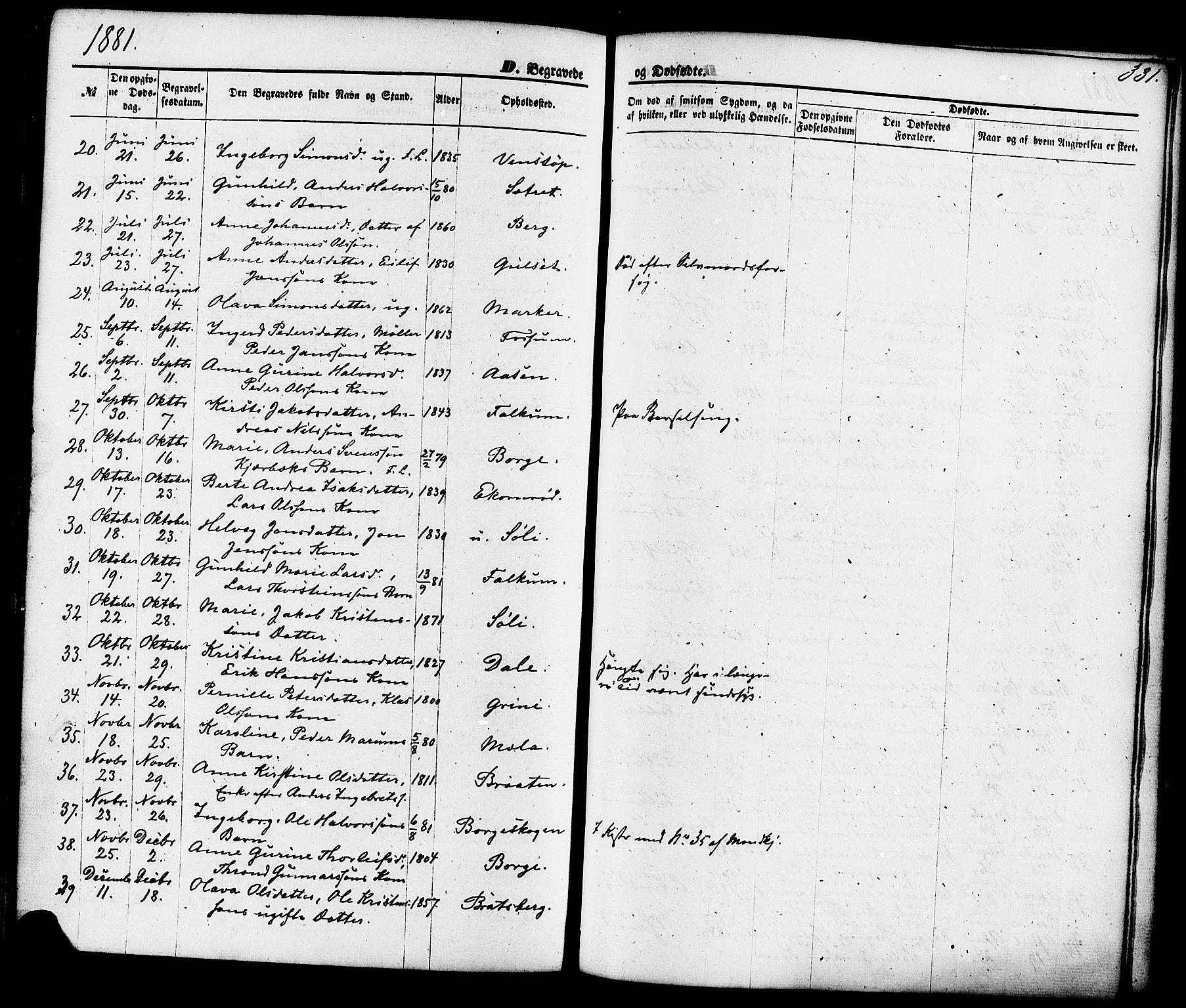 Gjerpen kirkebøker, SAKO/A-265/F/Fa/L0009: Parish register (official) no. I 9, 1872-1885, p. 331