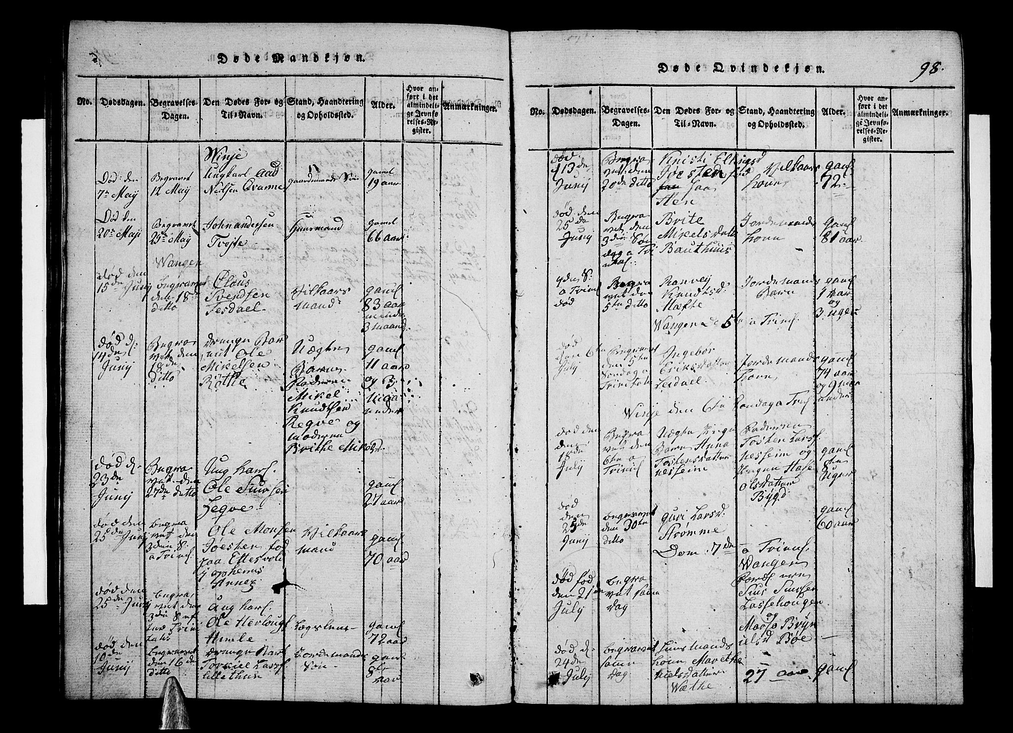 Voss sokneprestembete, AV/SAB-A-79001/H/Hab: Parish register (copy) no. A 1, 1816-1818, p. 98