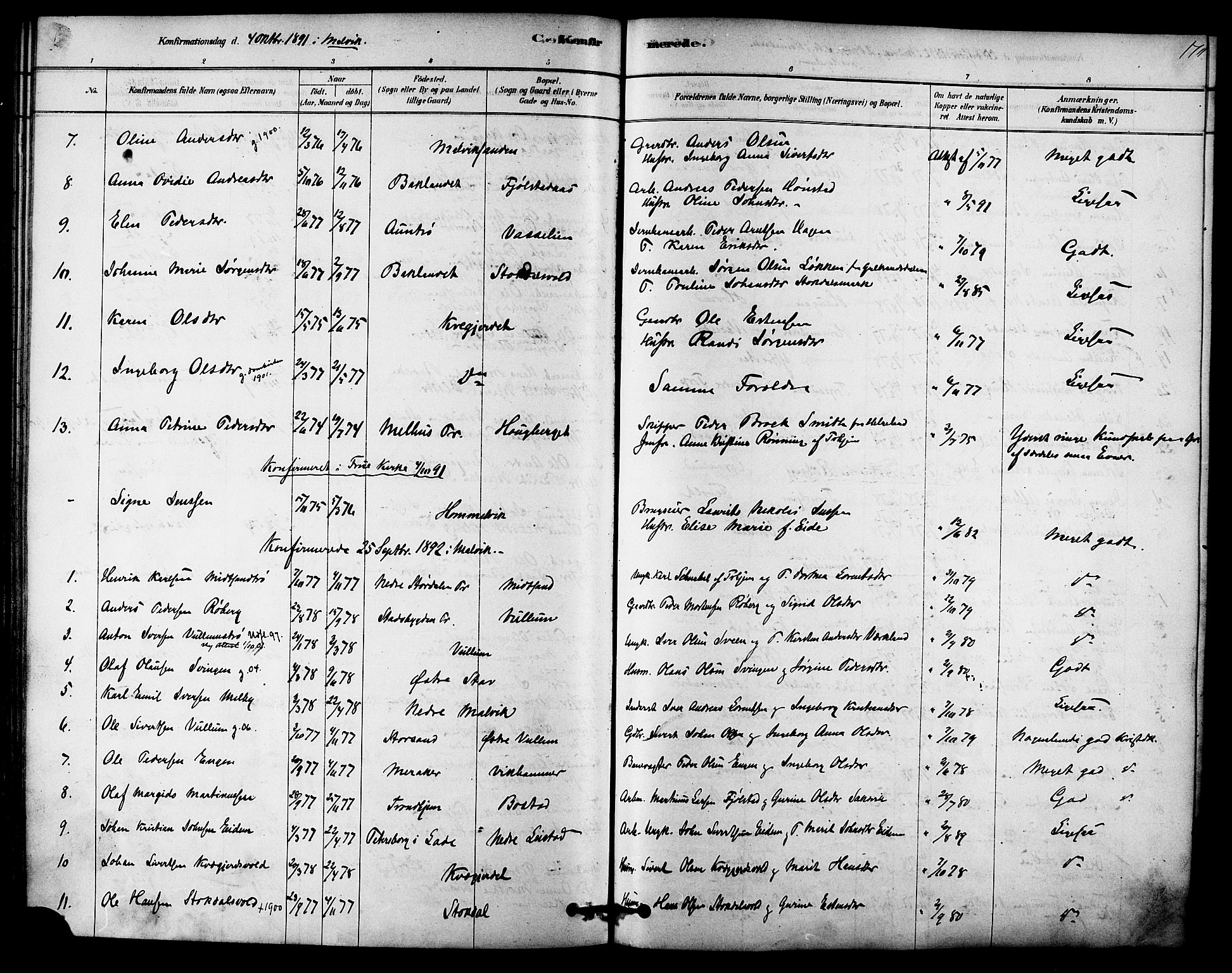 Ministerialprotokoller, klokkerbøker og fødselsregistre - Sør-Trøndelag, SAT/A-1456/616/L0410: Parish register (official) no. 616A07, 1878-1893, p. 170