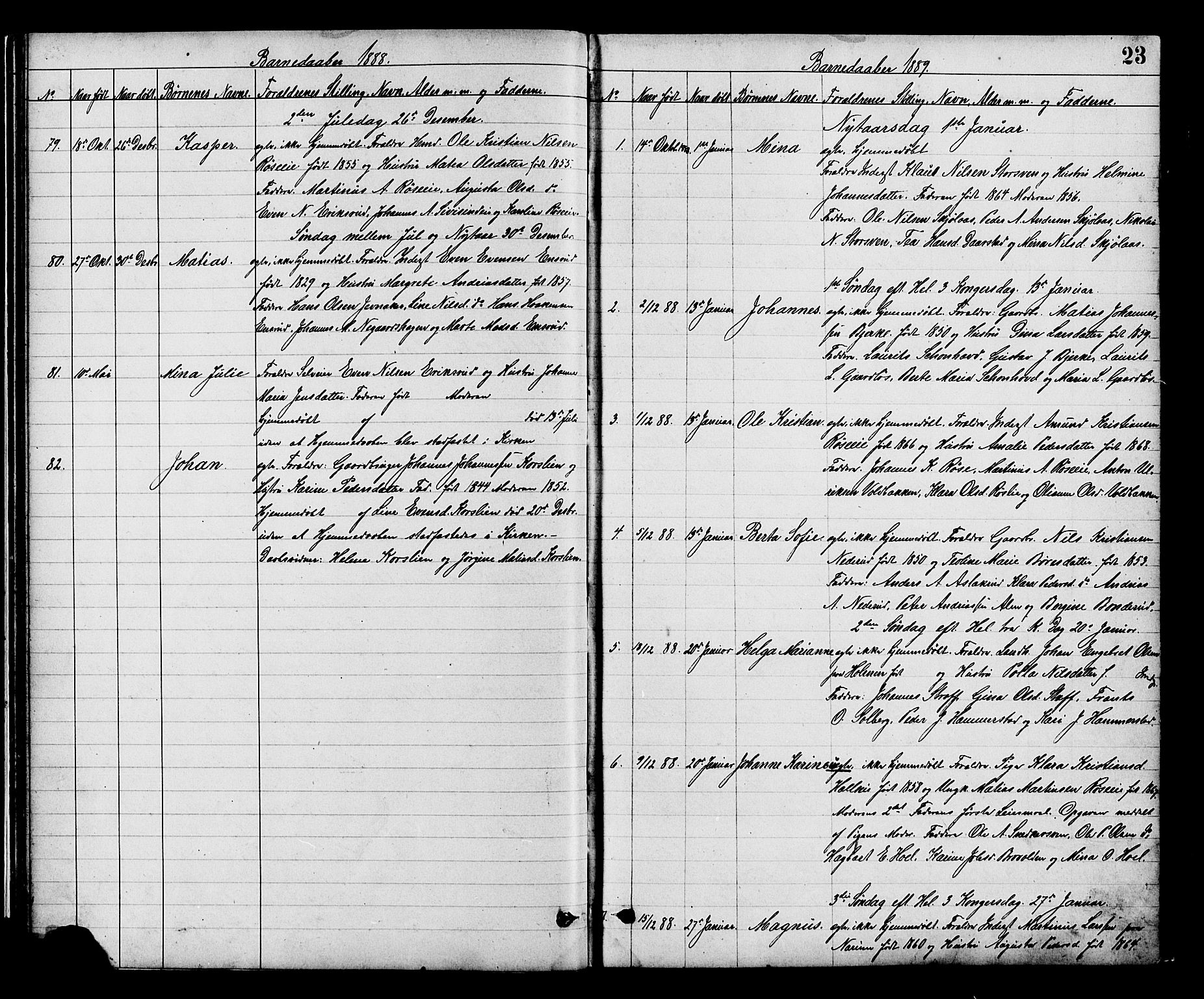 Vestre Toten prestekontor, AV/SAH-PREST-108/H/Ha/Hab/L0008: Parish register (copy) no. 8, 1885-1900, p. 23