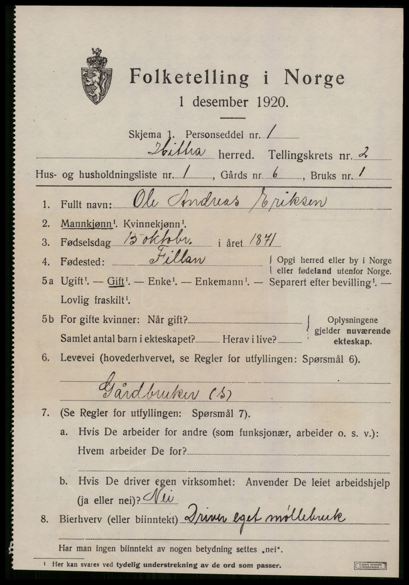 SAT, 1920 census for Hitra, 1920, p. 761