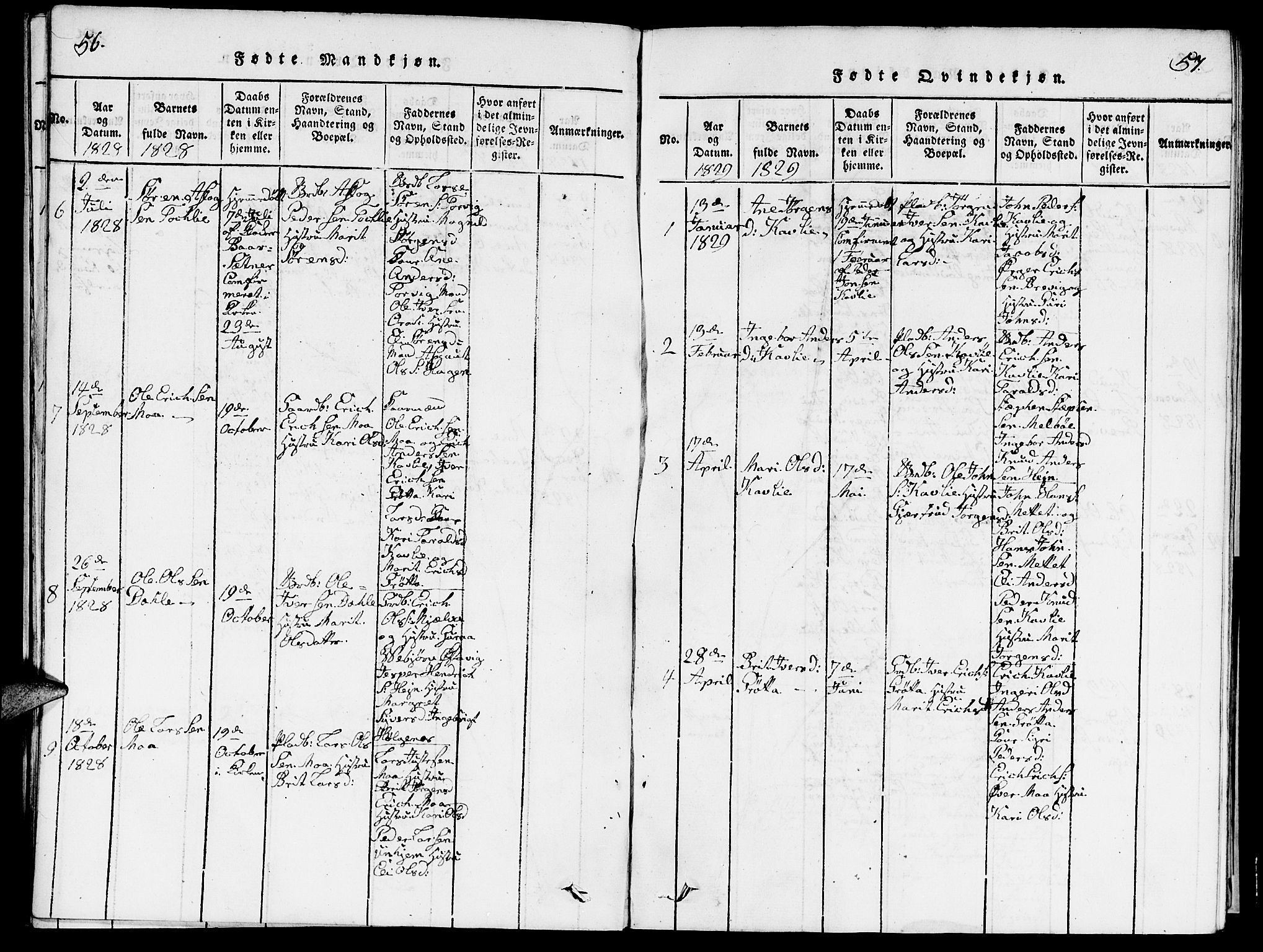 Ministerialprotokoller, klokkerbøker og fødselsregistre - Møre og Romsdal, SAT/A-1454/545/L0587: Parish register (copy) no. 545C01, 1818-1836, p. 56-57