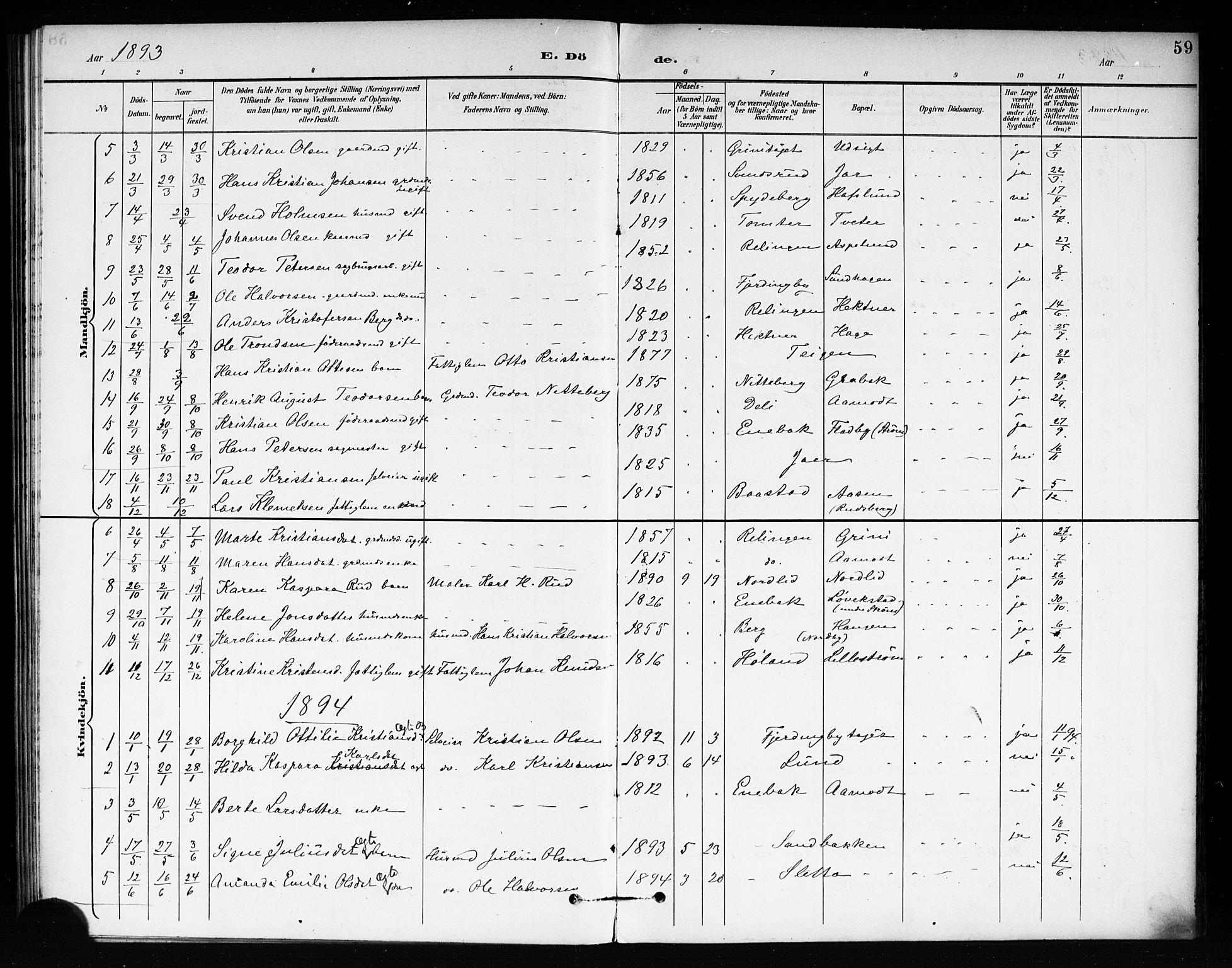 Fet prestekontor Kirkebøker, SAO/A-10370a/F/Fb/L0002: Parish register (official) no. II 2, 1892-1904, p. 59