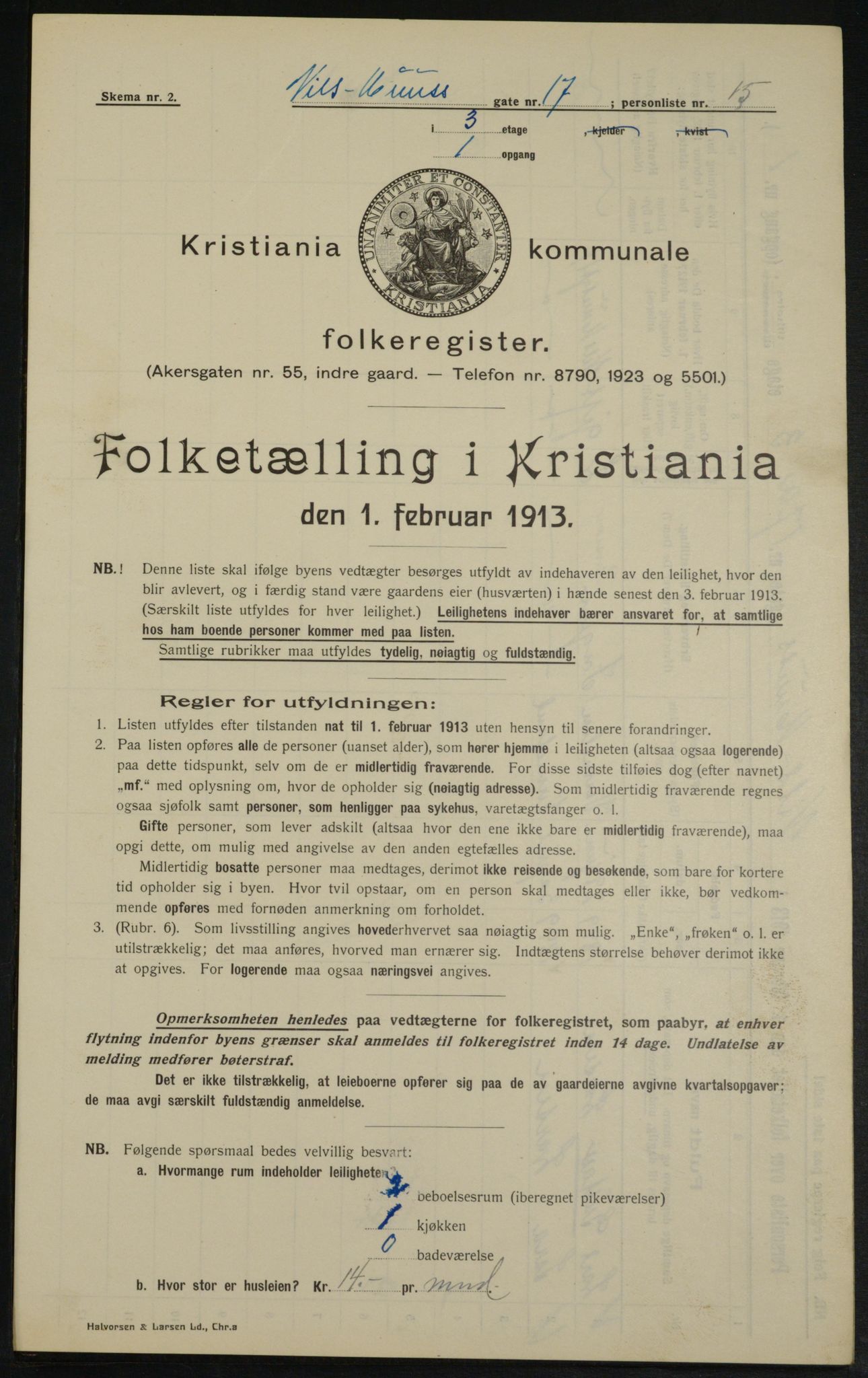 OBA, Municipal Census 1913 for Kristiania, 1913, p. 71016