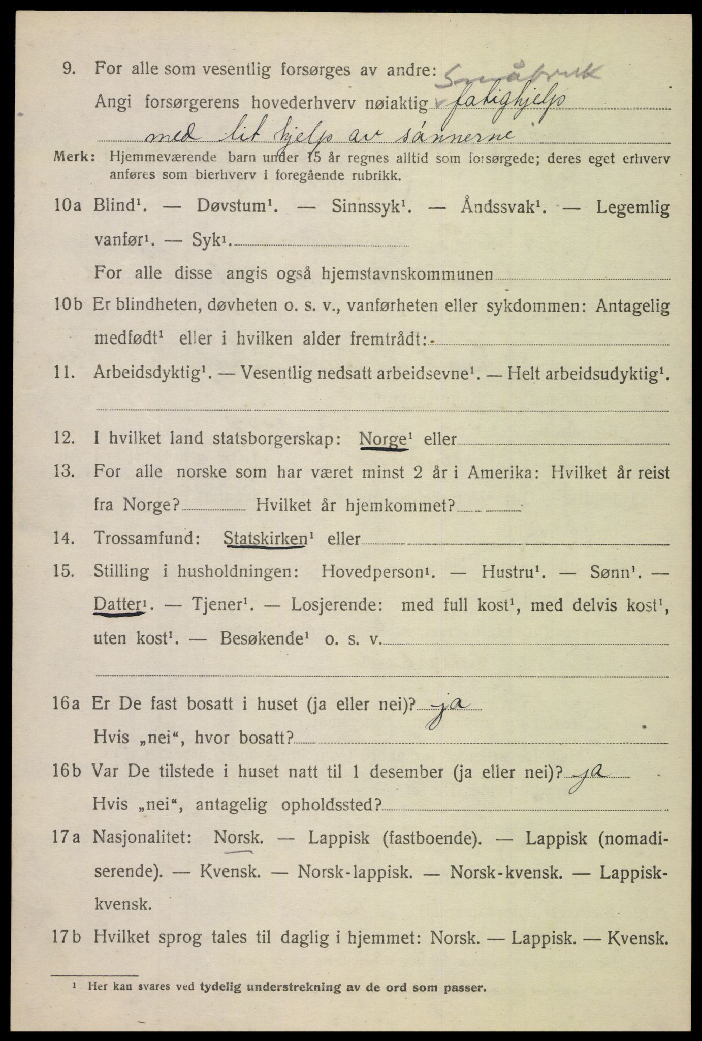 SAT, 1920 census for Ankenes, 1920, p. 3464