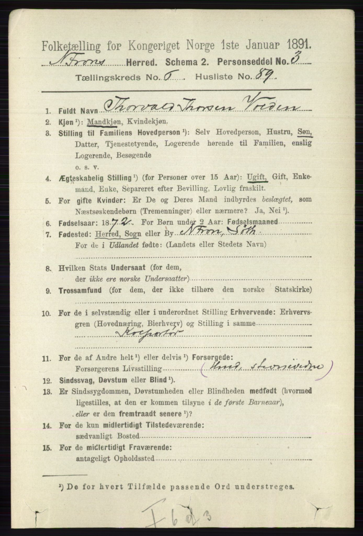 RA, 1891 census for 0518 Nord-Fron, 1891, p. 2728