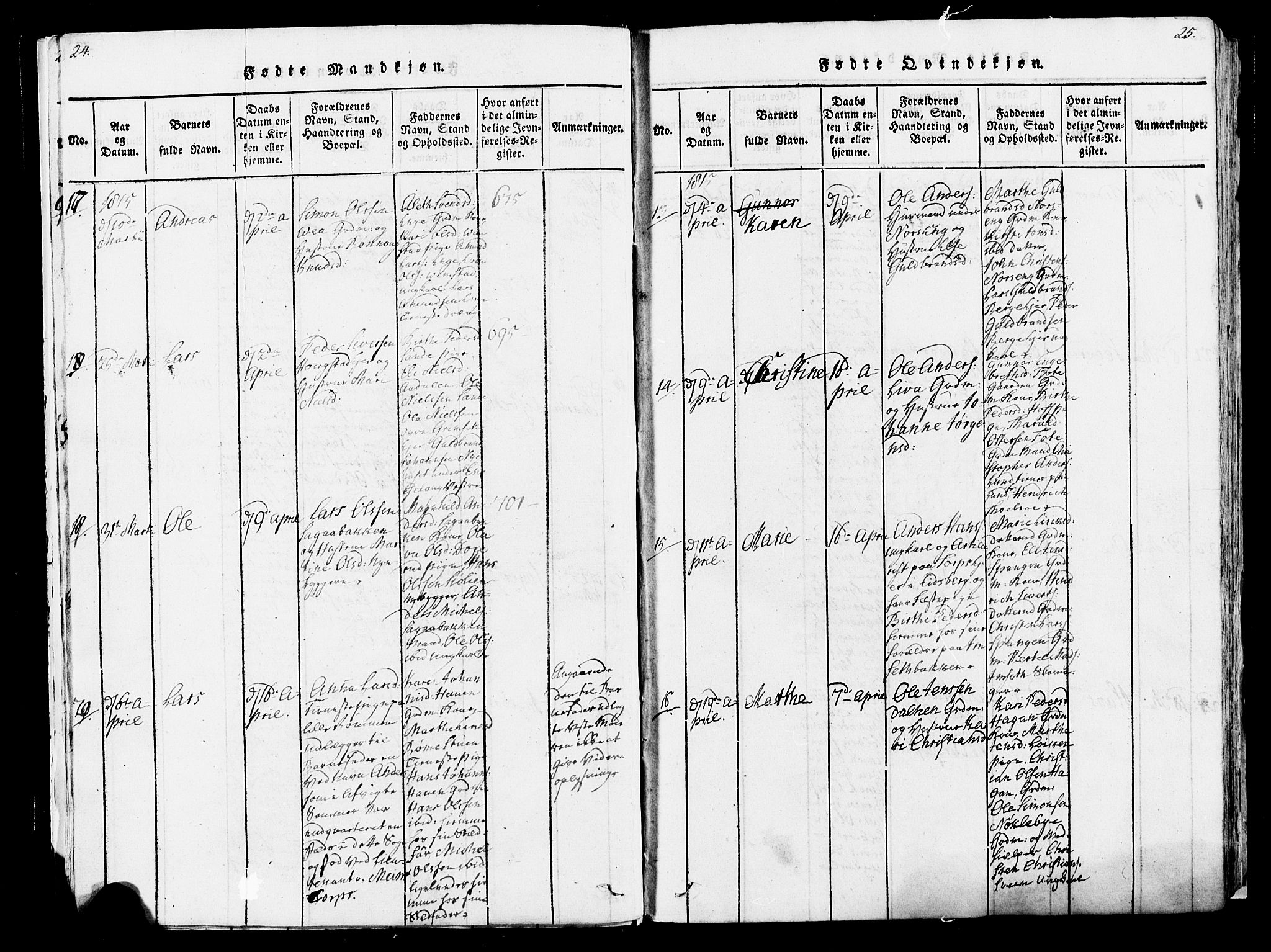 Løten prestekontor, SAH/PREST-022/K/Ka/L0005: Parish register (official) no. 5, 1814-1832, p. 24-25