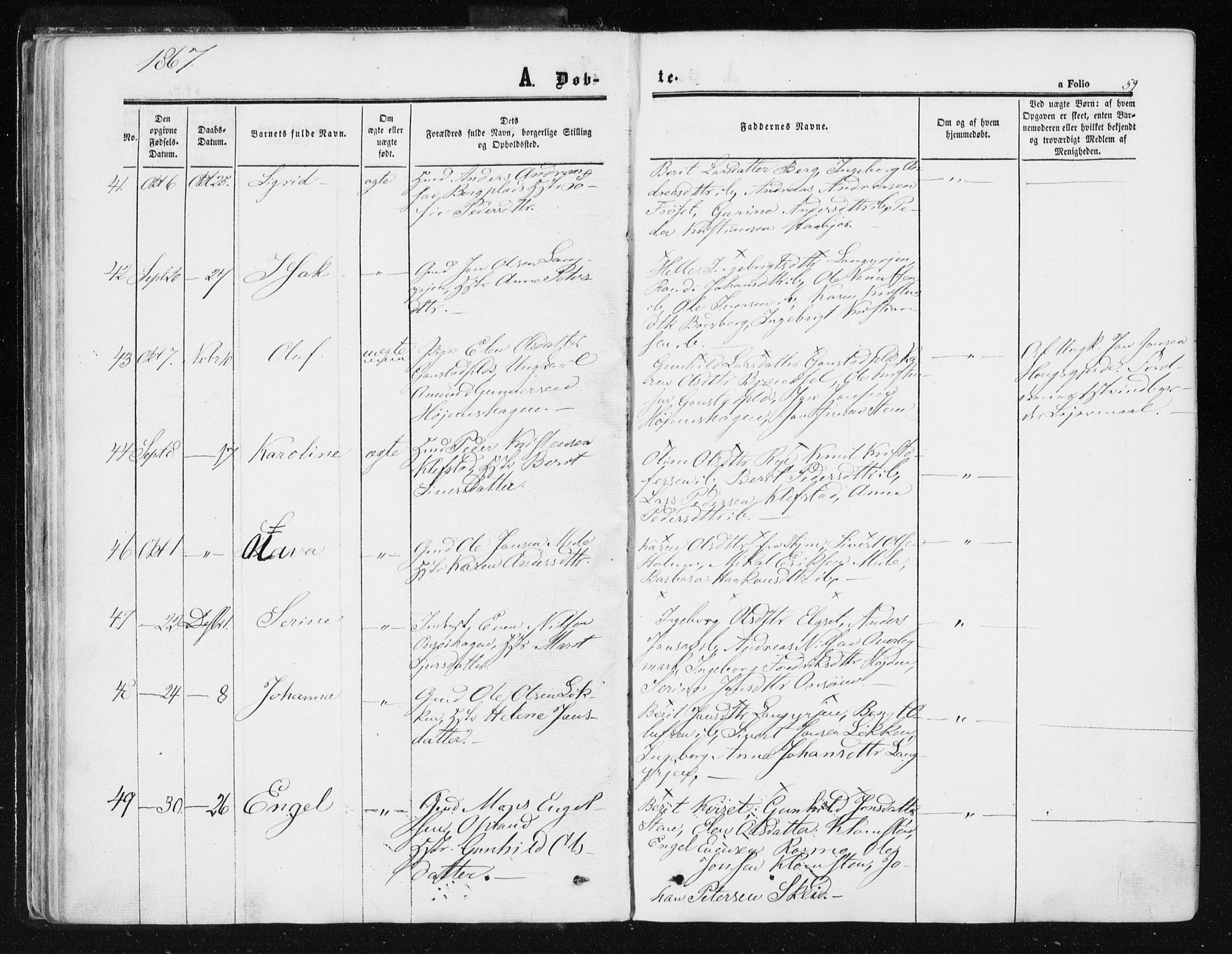 Ministerialprotokoller, klokkerbøker og fødselsregistre - Sør-Trøndelag, SAT/A-1456/612/L0377: Parish register (official) no. 612A09, 1859-1877, p. 59