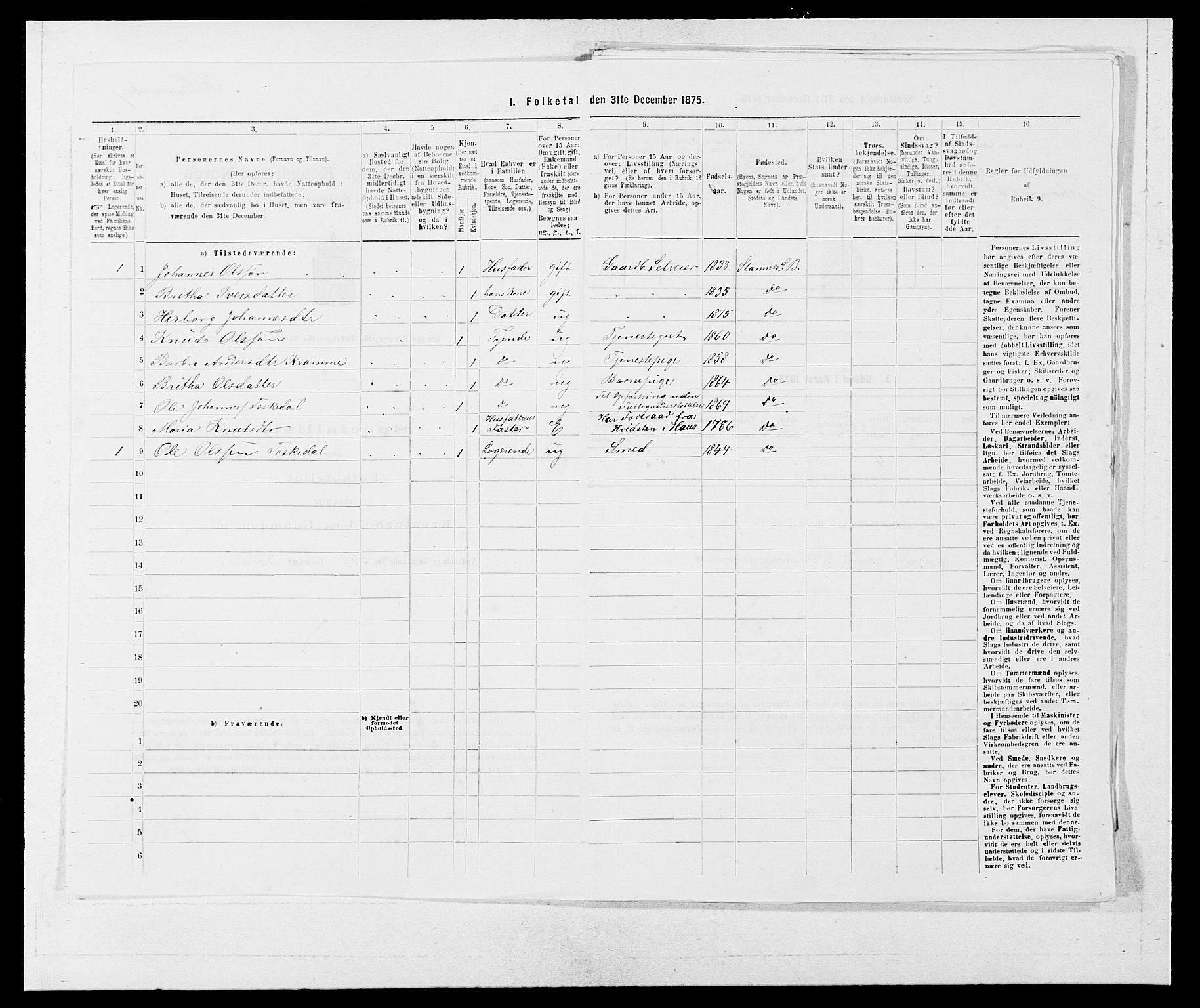 SAB, 1875 census for 1251P Bruvik, 1875, p. 492