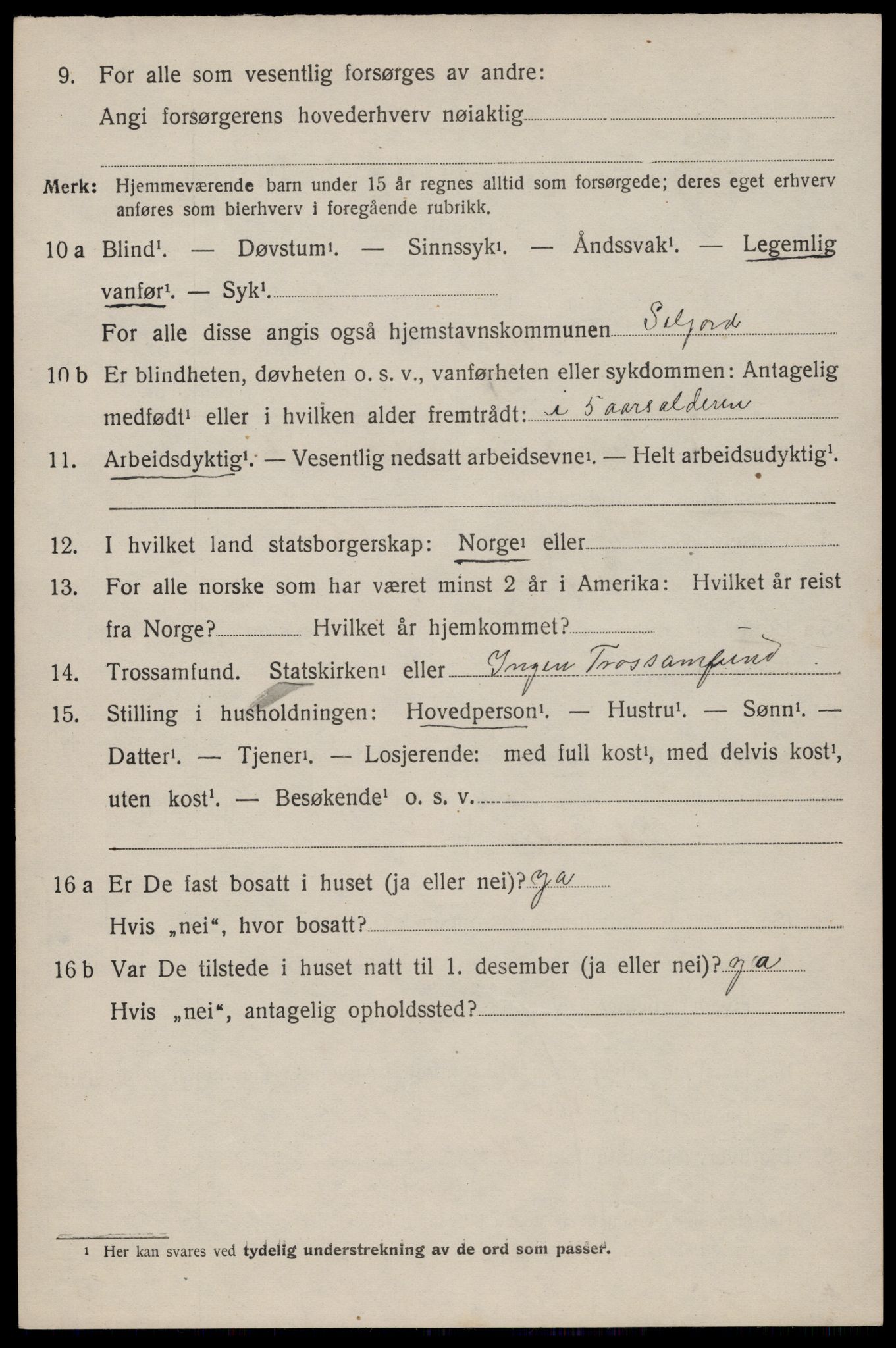 SAKO, 1920 census for Seljord, 1920, p. 1515