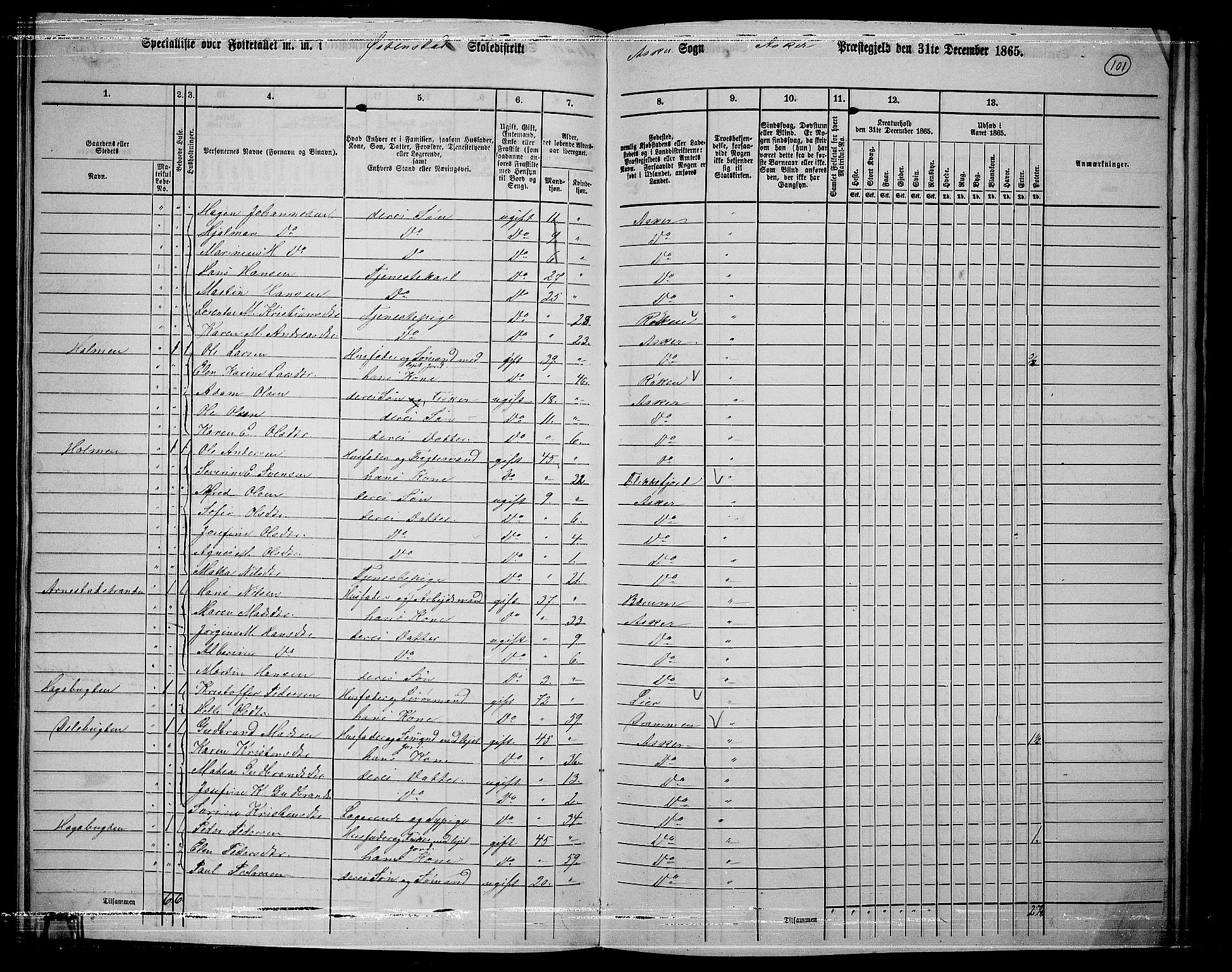 RA, 1865 census for Asker, 1865, p. 97