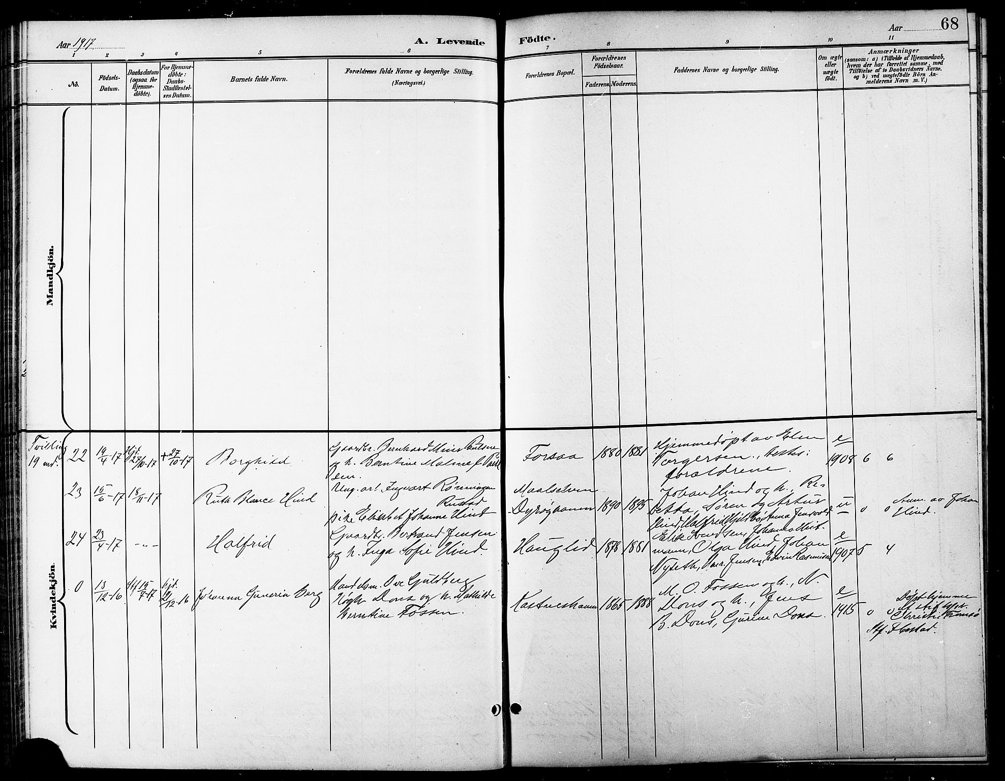 Tranøy sokneprestkontor, AV/SATØ-S-1313/I/Ia/Iab/L0014klokker: Parish register (copy) no. 14, 1896-1918, p. 68