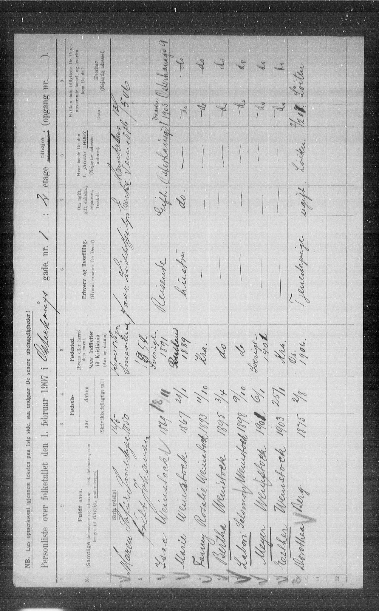 OBA, Municipal Census 1907 for Kristiania, 1907, p. 39610