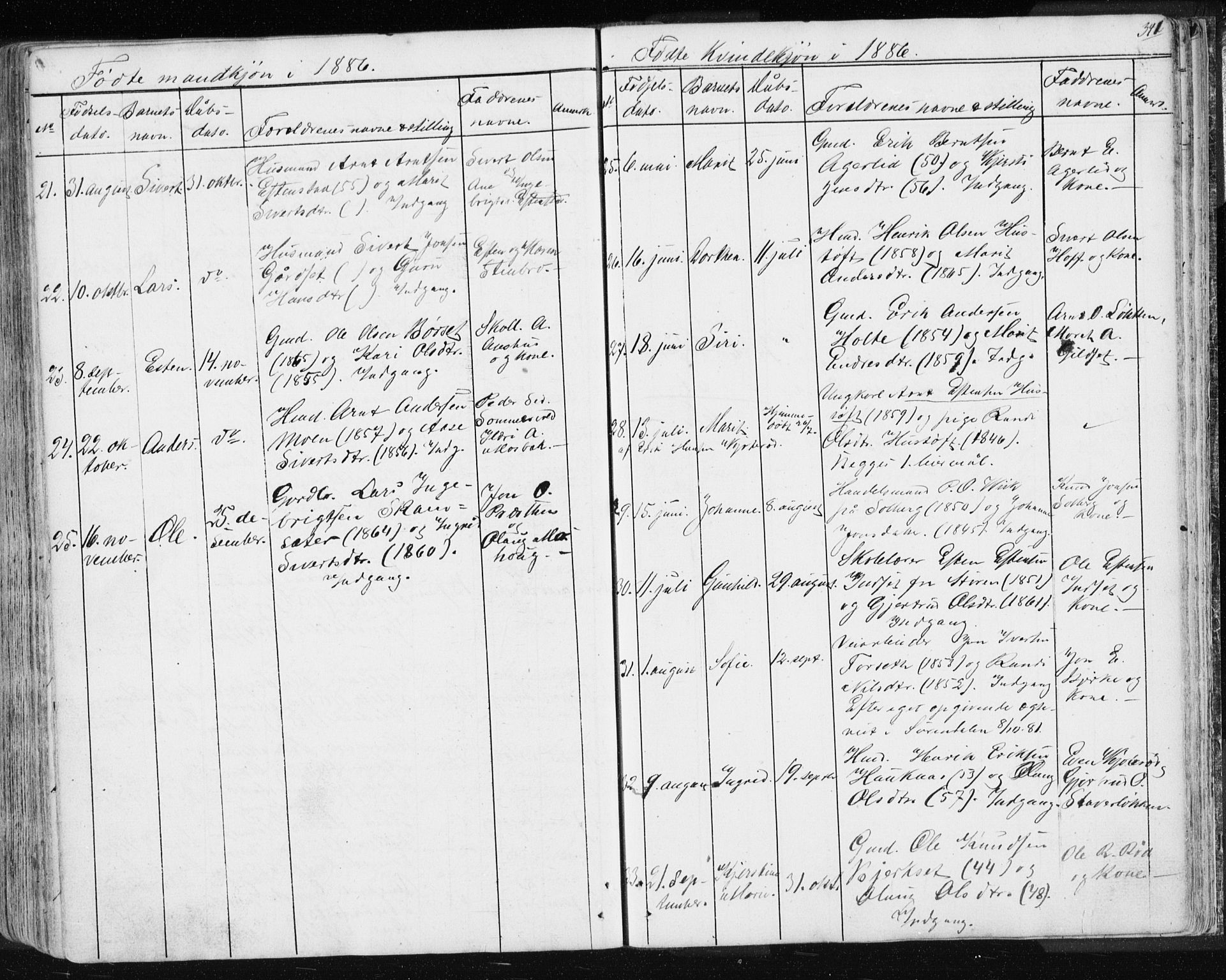 Ministerialprotokoller, klokkerbøker og fødselsregistre - Sør-Trøndelag, AV/SAT-A-1456/689/L1043: Parish register (copy) no. 689C02, 1816-1892, p. 341