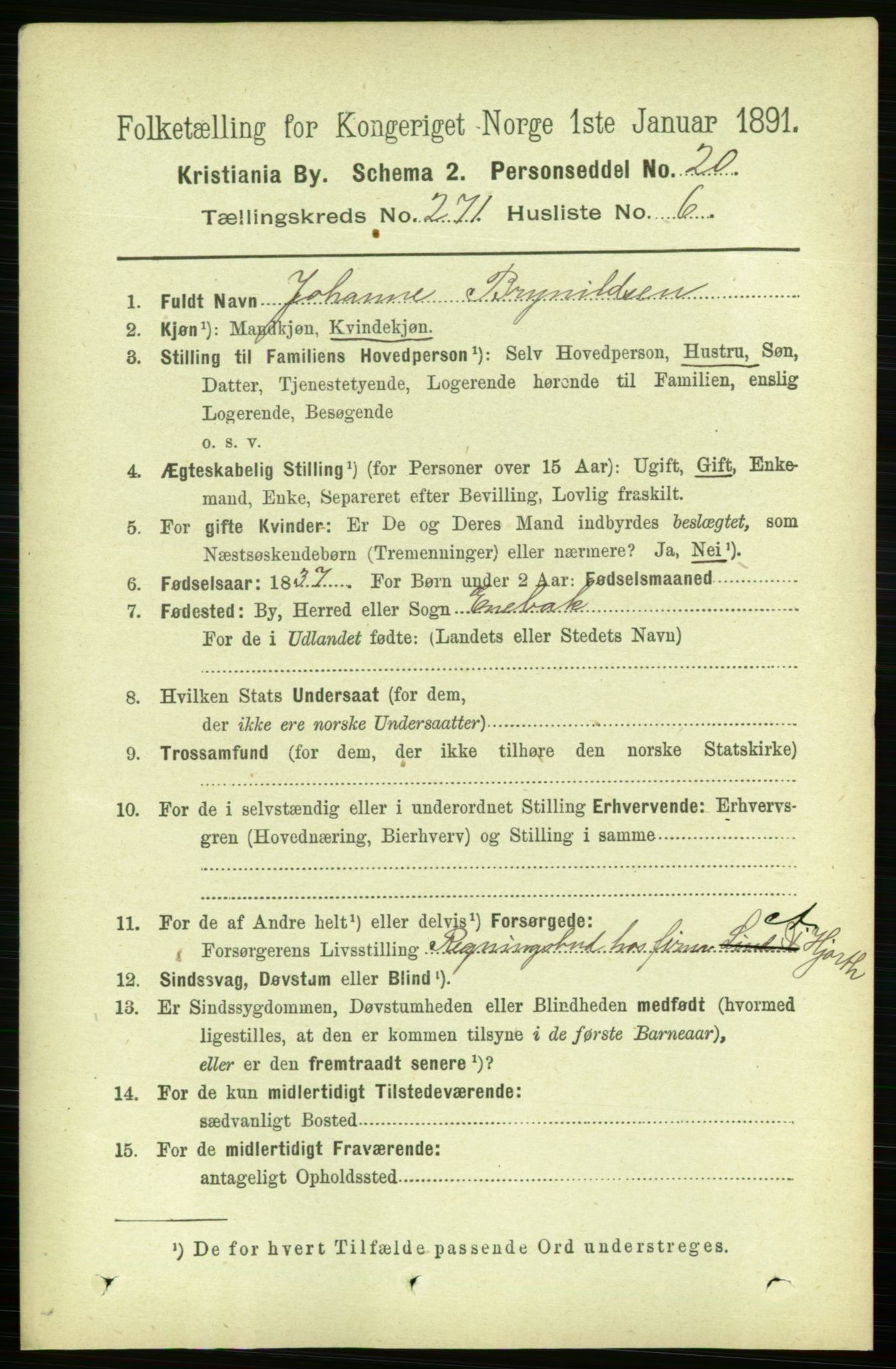 RA, 1891 census for 0301 Kristiania, 1891, p. 164736