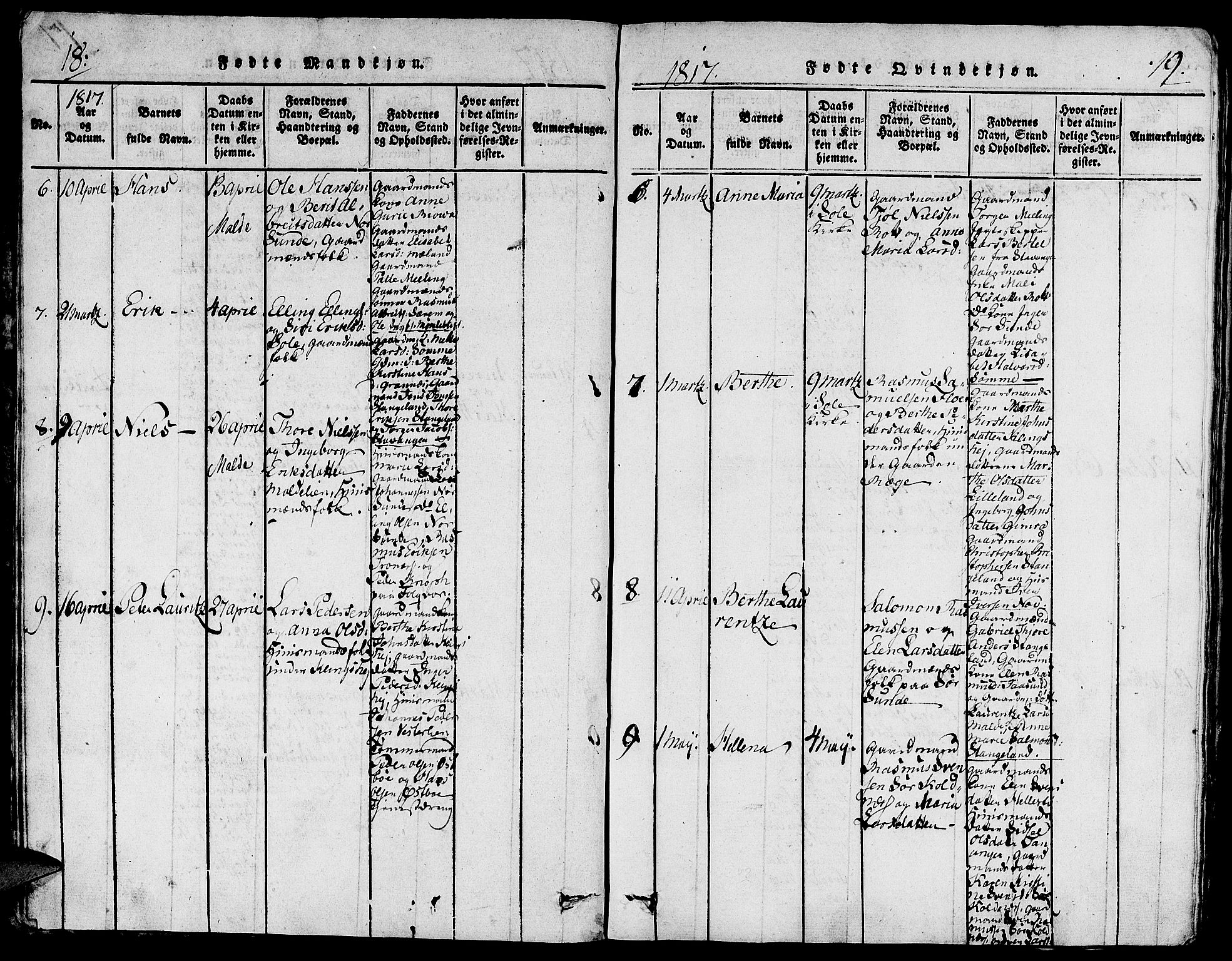 Håland sokneprestkontor, AV/SAST-A-101802/001/30BA/L0004: Parish register (official) no. A 4, 1815-1829, p. 18-19