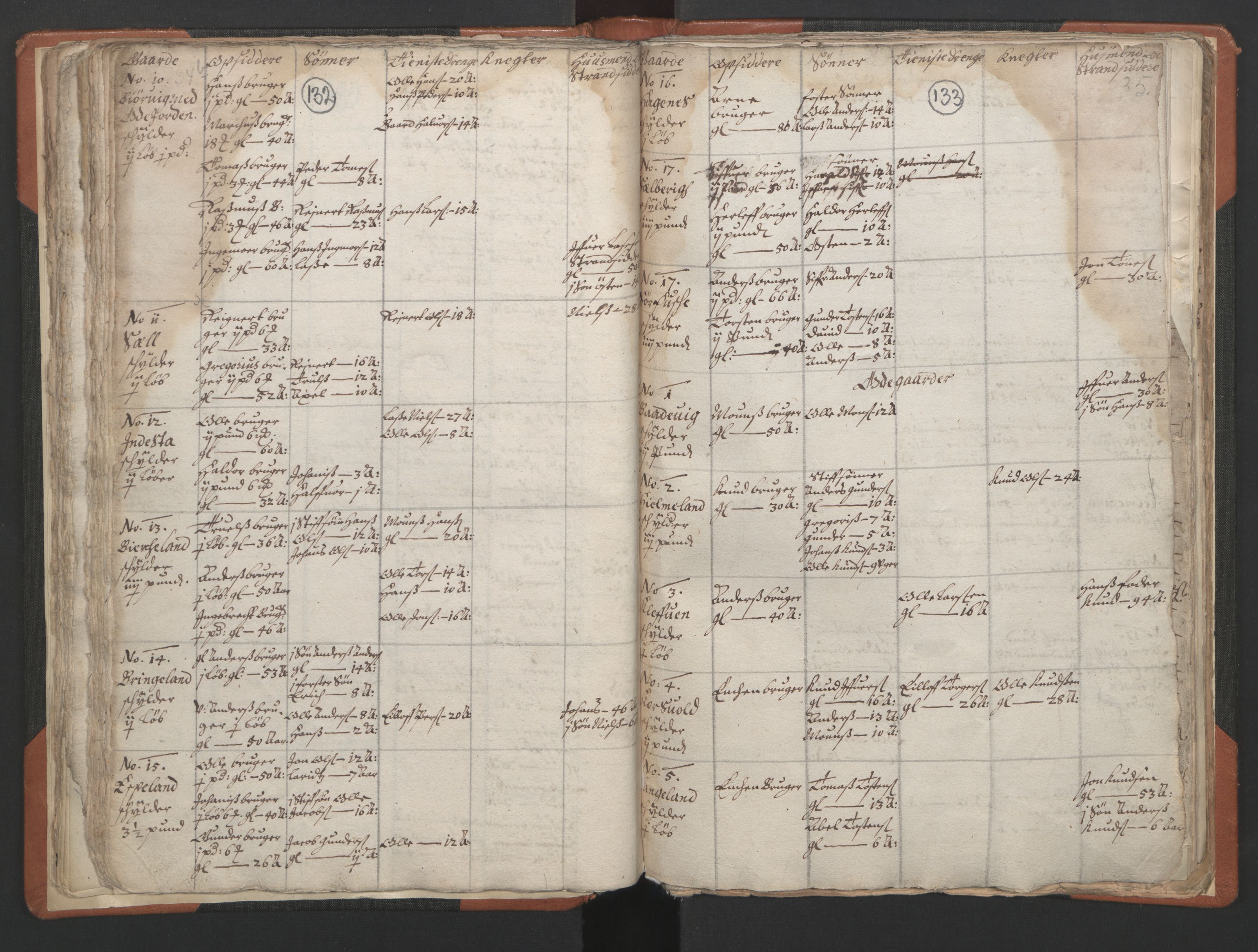 RA, Vicar's Census 1664-1666, no. 24: Sunnfjord deanery, 1664-1666, p. 132-133