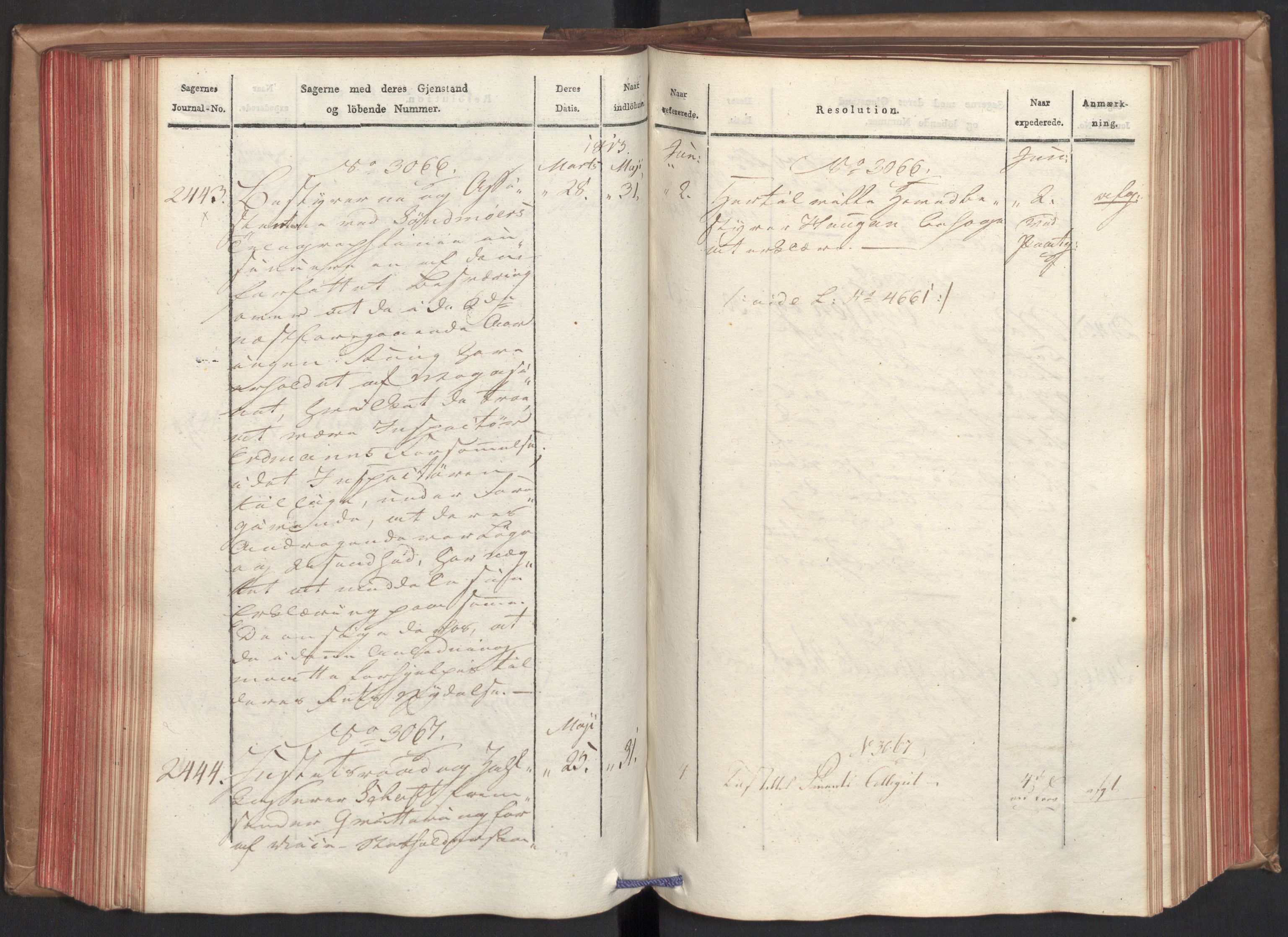 Stattholderembetet 1810-1814, 2. kontor (Kontor B), AV/RA-EA-5432/Ab/L0006: Referatprotokoll,  j.nr. 2262-2602,  l.nr. 2846-4172, 1813, p. 126