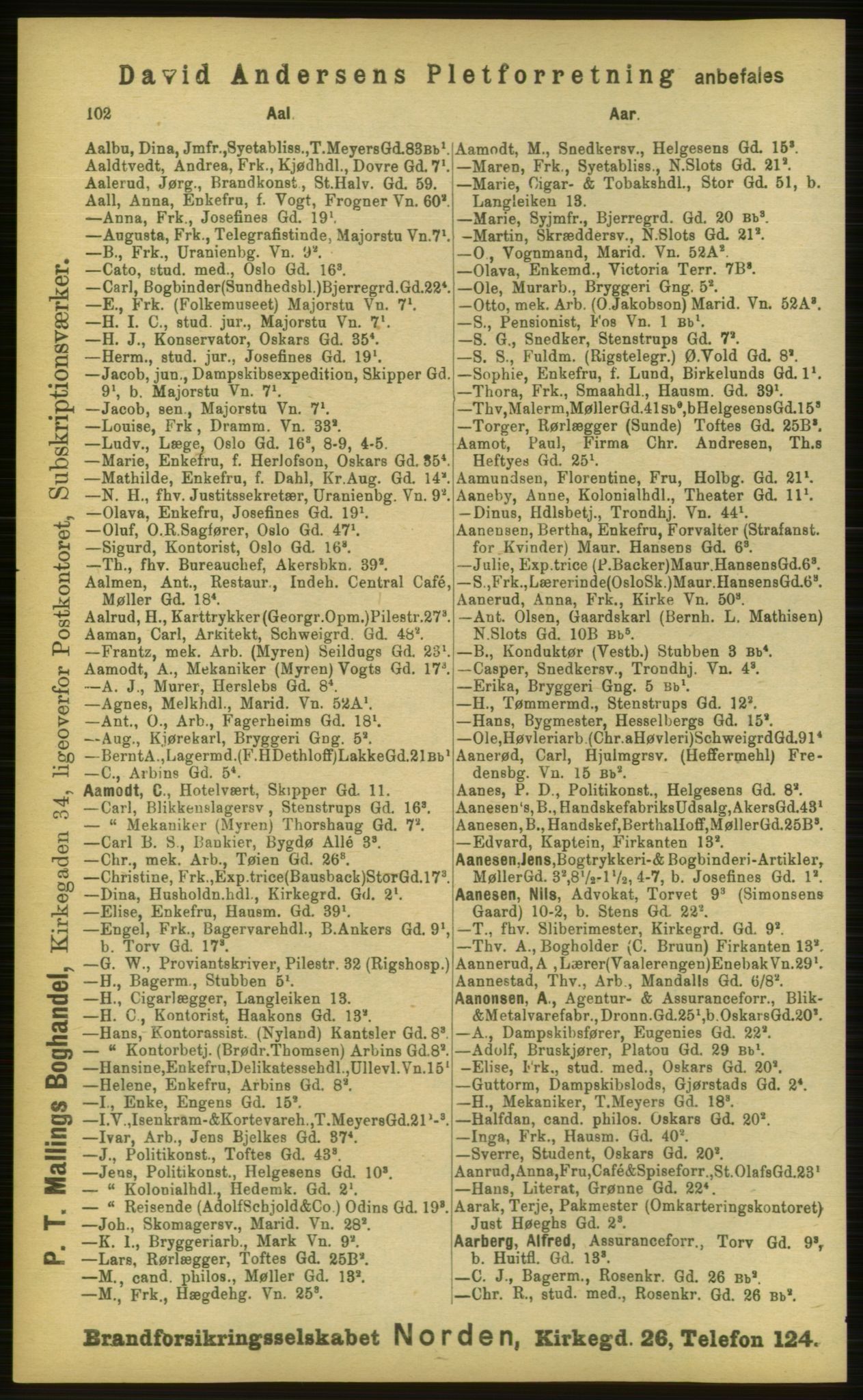 Kristiania/Oslo adressebok, PUBL/-, 1898, p. 102