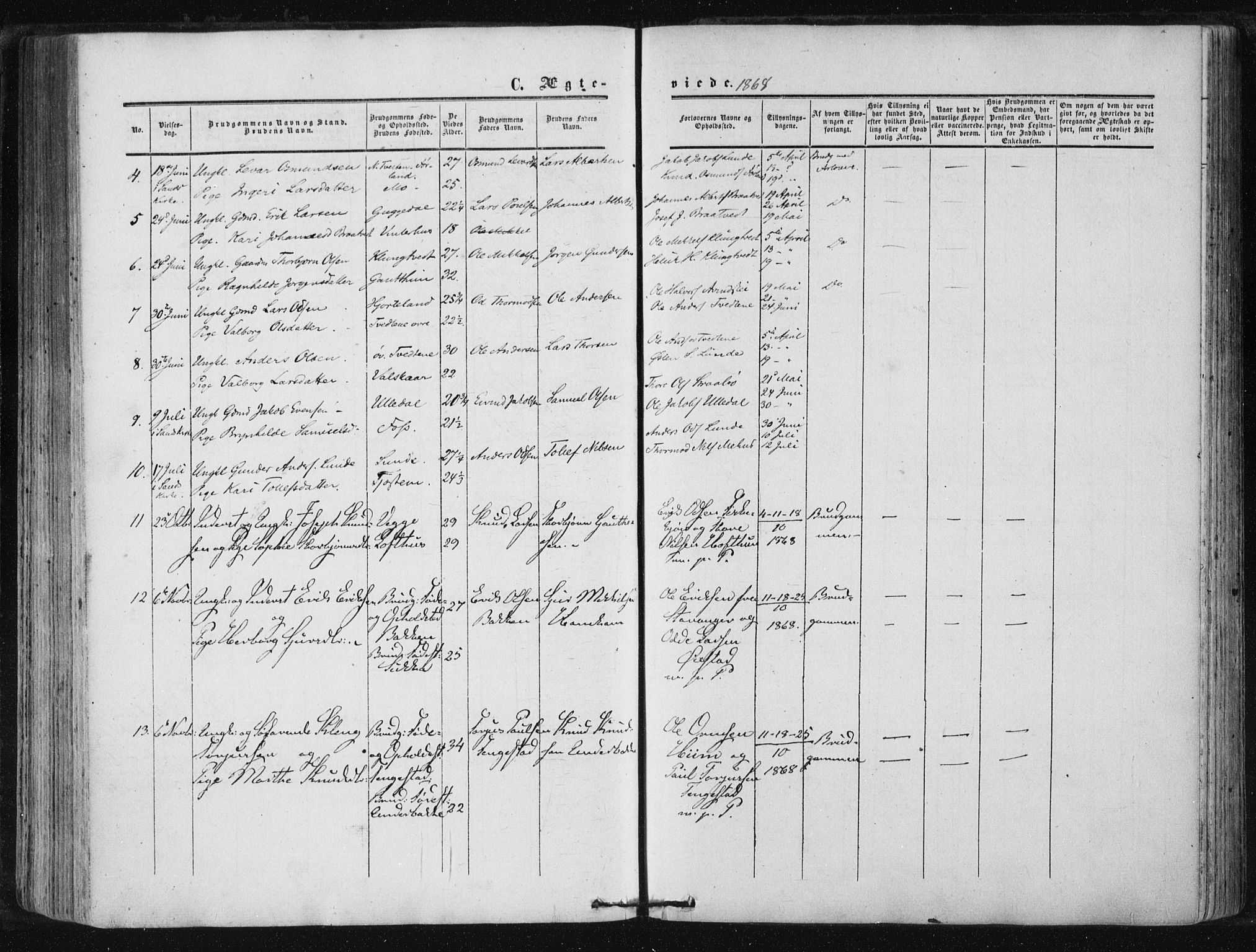 Suldal sokneprestkontor, AV/SAST-A-101845/01/IV/L0009: Parish register (official) no. A 9, 1854-1868