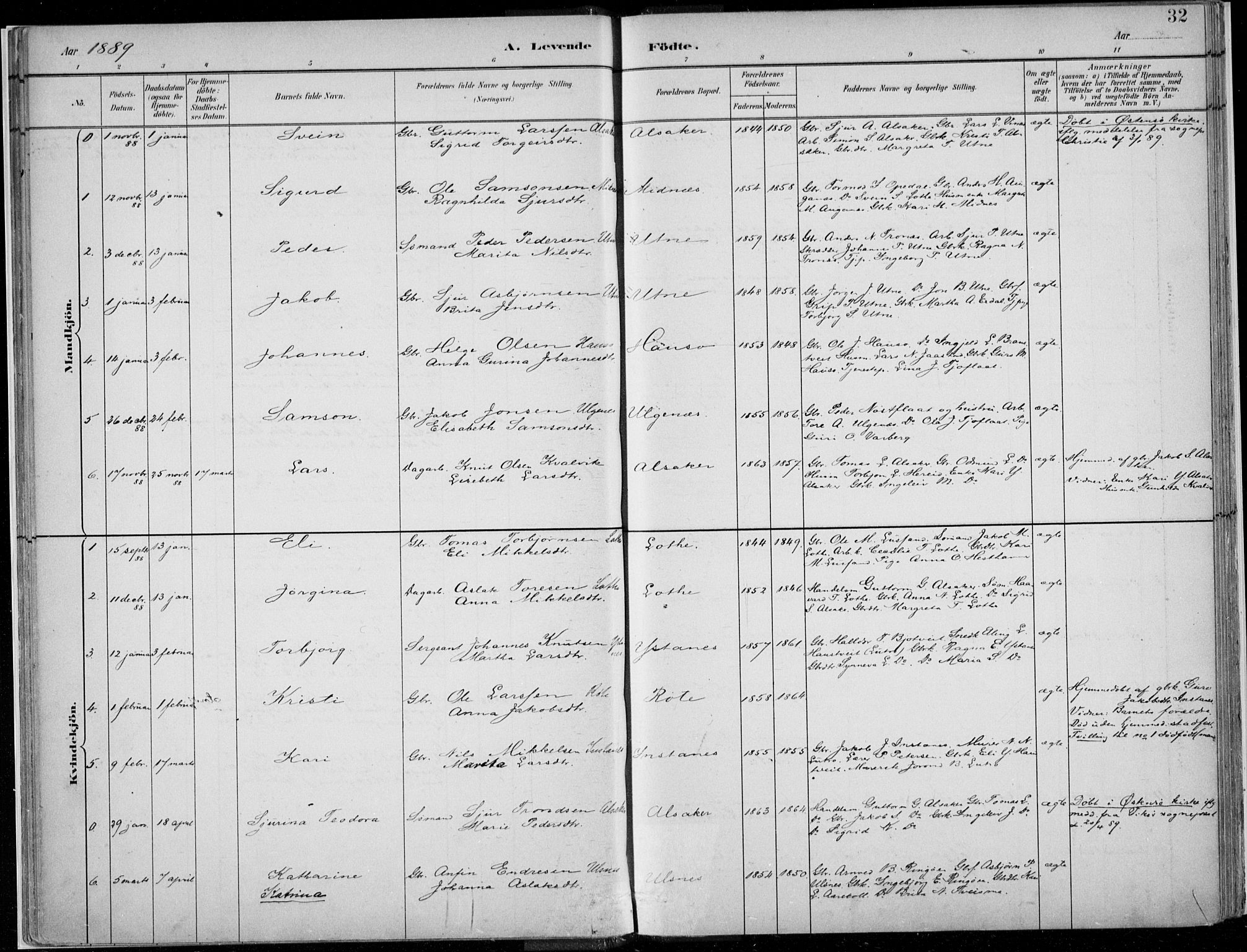 Ullensvang sokneprestembete, SAB/A-78701/H/Haa: Parish register (official) no. E  1, 1882-1921, p. 32