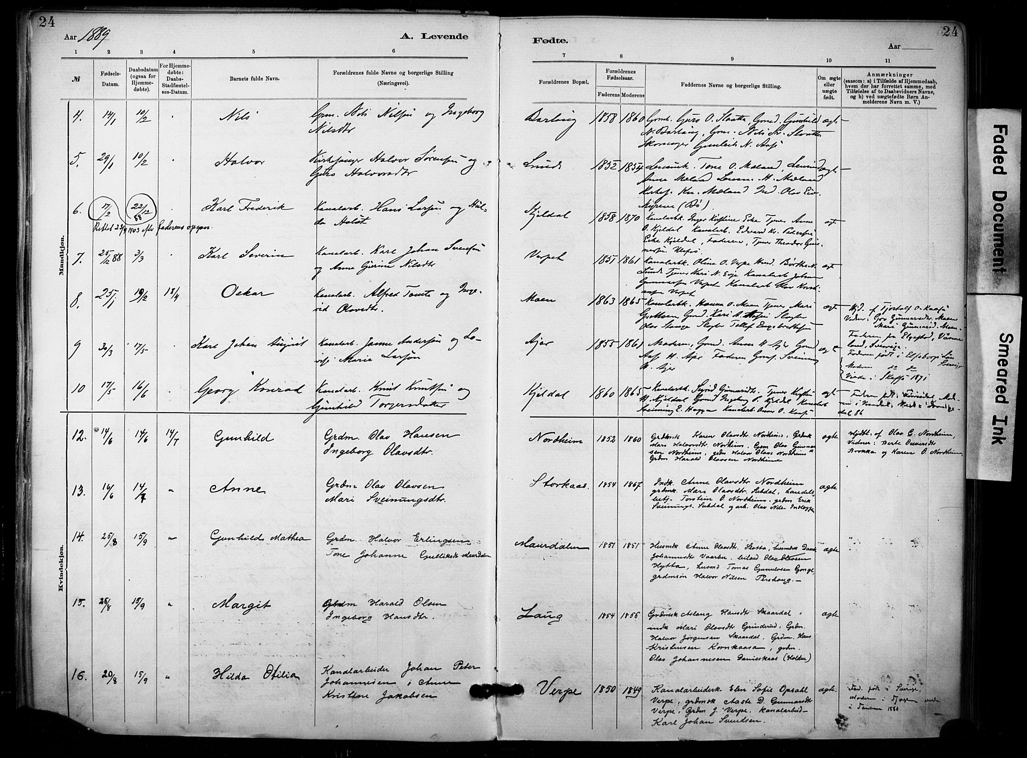 Lunde kirkebøker, AV/SAKO-A-282/F/Fa/L0002: Parish register (official) no. I 2, 1884-1892, p. 24