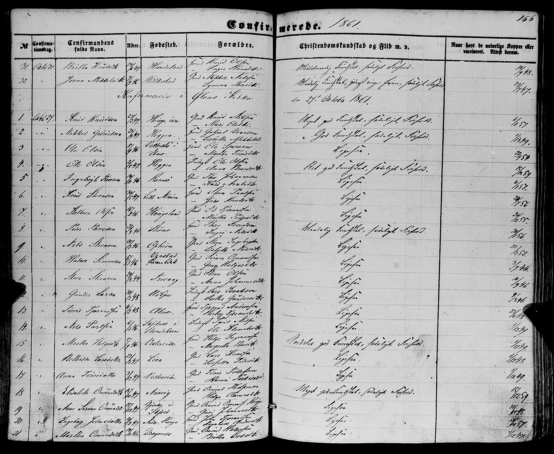 Fjelberg sokneprestembete, AV/SAB-A-75201/H/Haa: Parish register (official) no. A 7, 1851-1867, p. 166