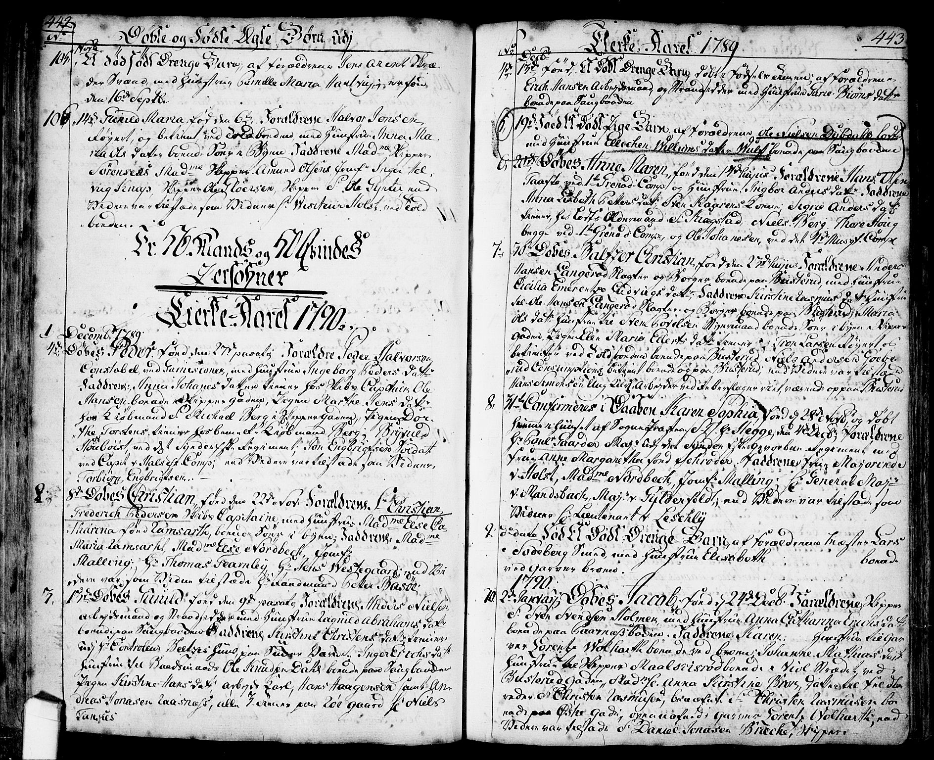 Halden prestekontor Kirkebøker, SAO/A-10909/F/Fa/L0001: Parish register (official) no. I 1, 1758-1791, p. 442-443
