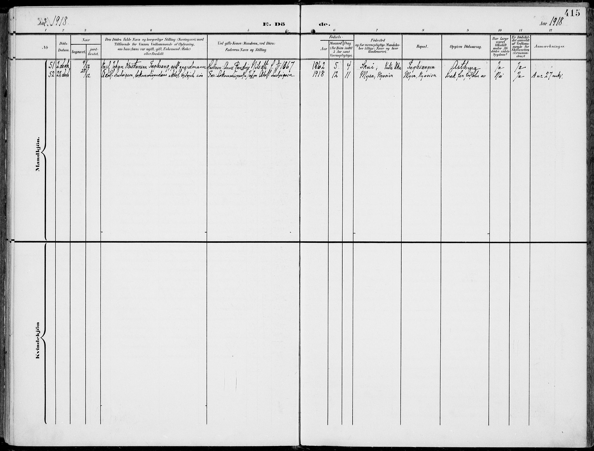 Norderhov kirkebøker, SAKO/A-237/F/Fa/L0017: Parish register (official) no. 17, 1903-1919, p. 415