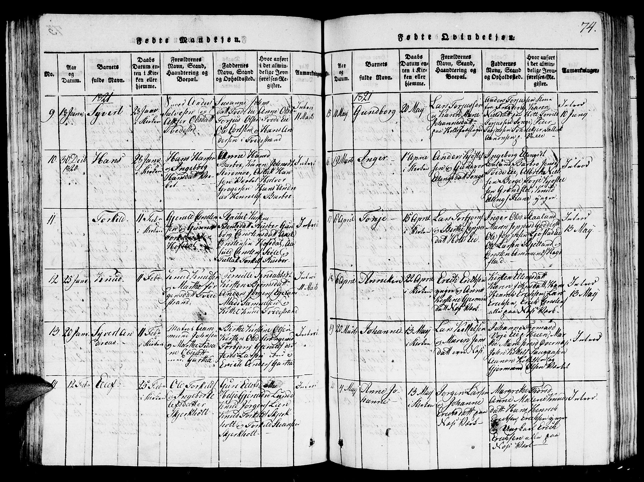 Holt sokneprestkontor, AV/SAK-1111-0021/F/Fb/L0006: Parish register (copy) no. B 6, 1813-1823, p. 74