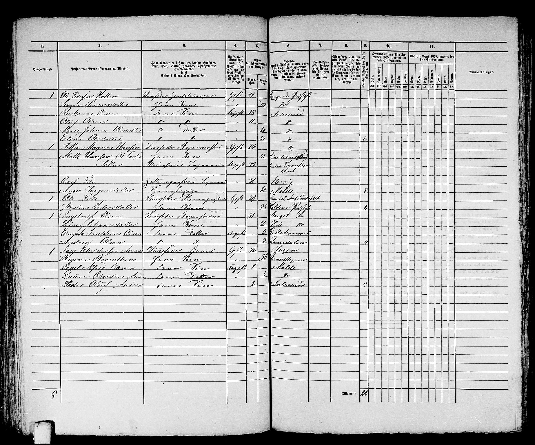 RA, 1865 census for Ålesund, 1865, p. 139