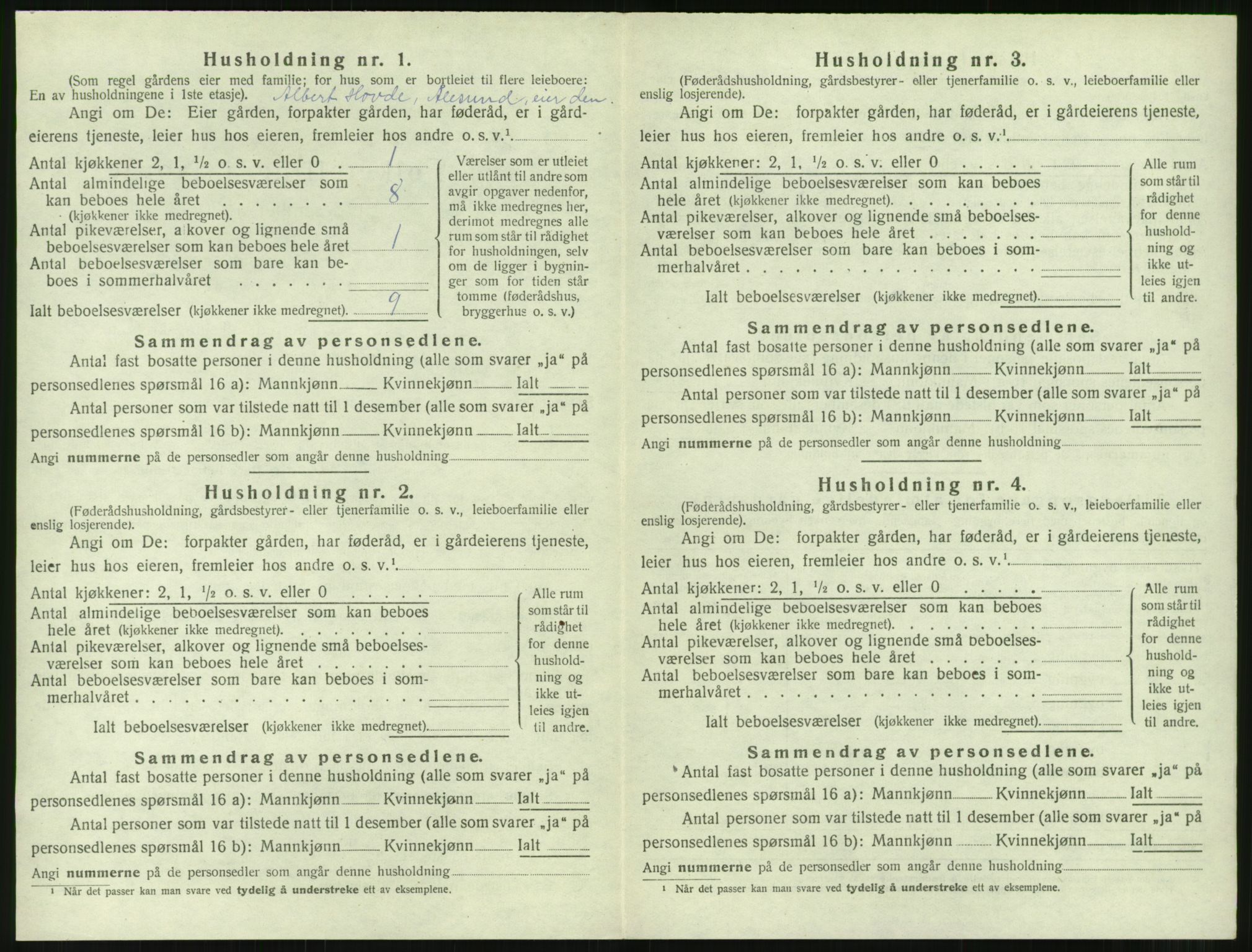 SAT, 1920 census for Borgund, 1920, p. 1053