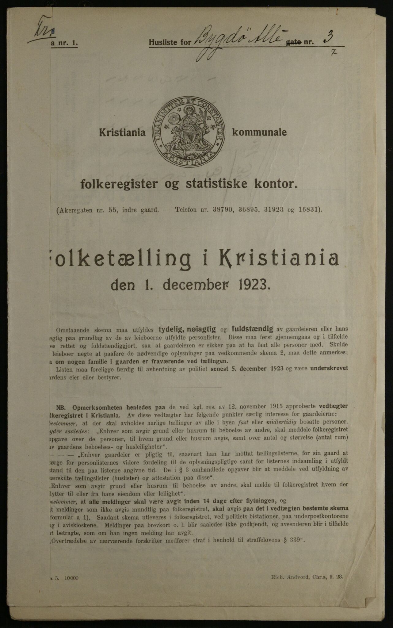 OBA, Municipal Census 1923 for Kristiania, 1923, p. 11153