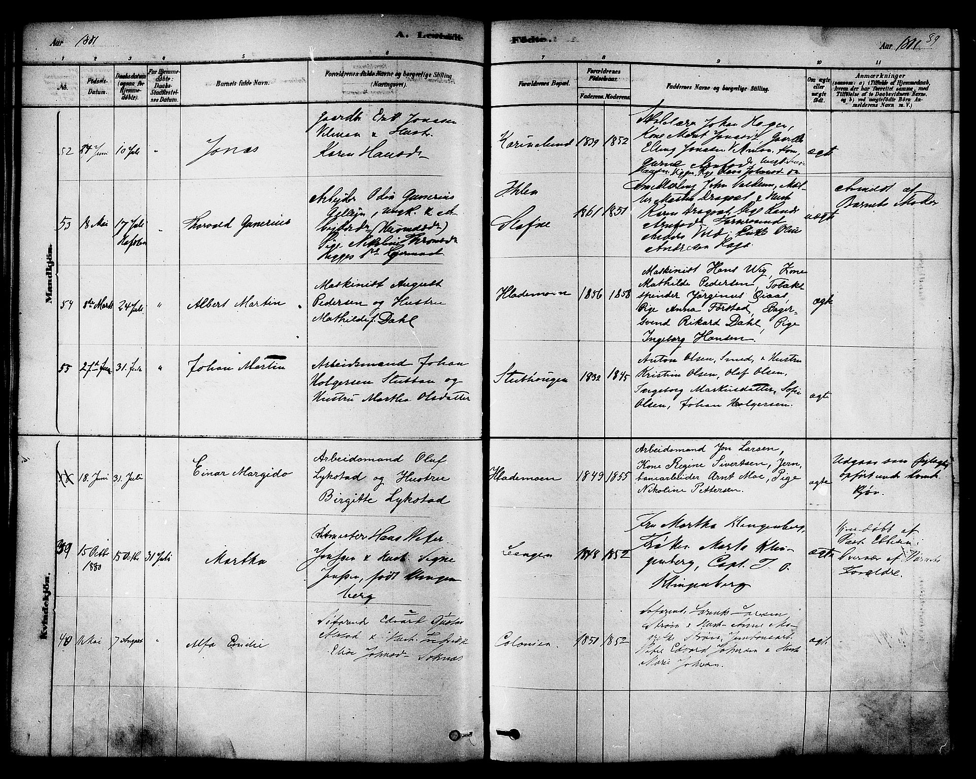 Ministerialprotokoller, klokkerbøker og fødselsregistre - Sør-Trøndelag, SAT/A-1456/606/L0294: Parish register (official) no. 606A09, 1878-1886, p. 89