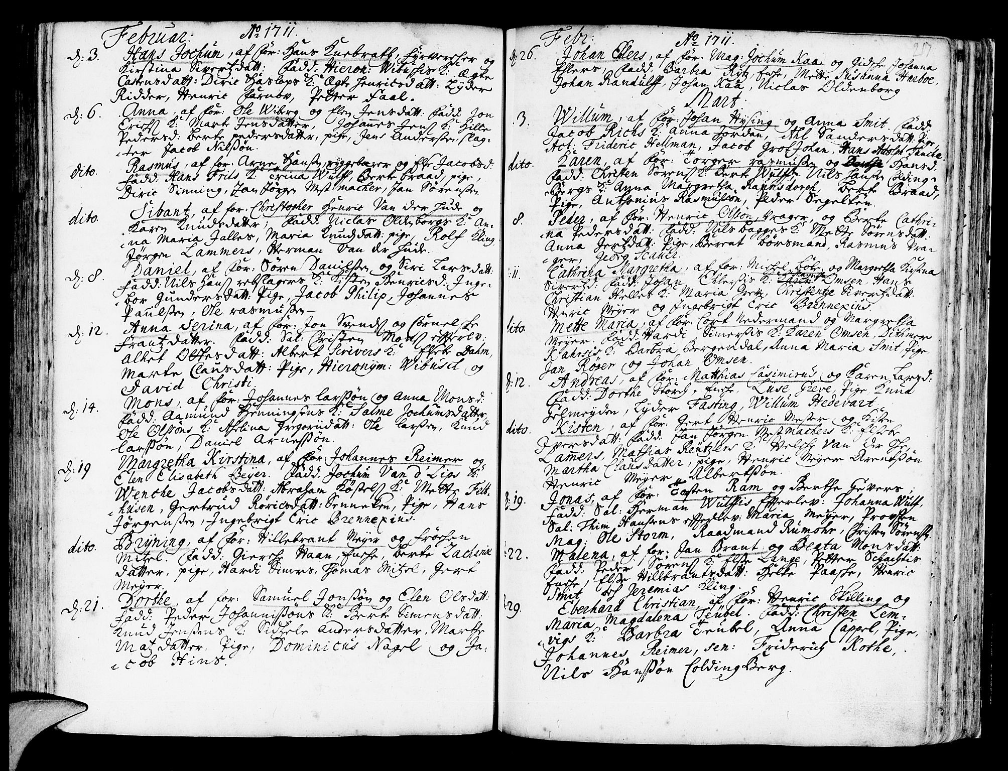Korskirken sokneprestembete, AV/SAB-A-76101/H/Haa/L0003: Parish register (official) no. A 3, 1698-1719, p. 217