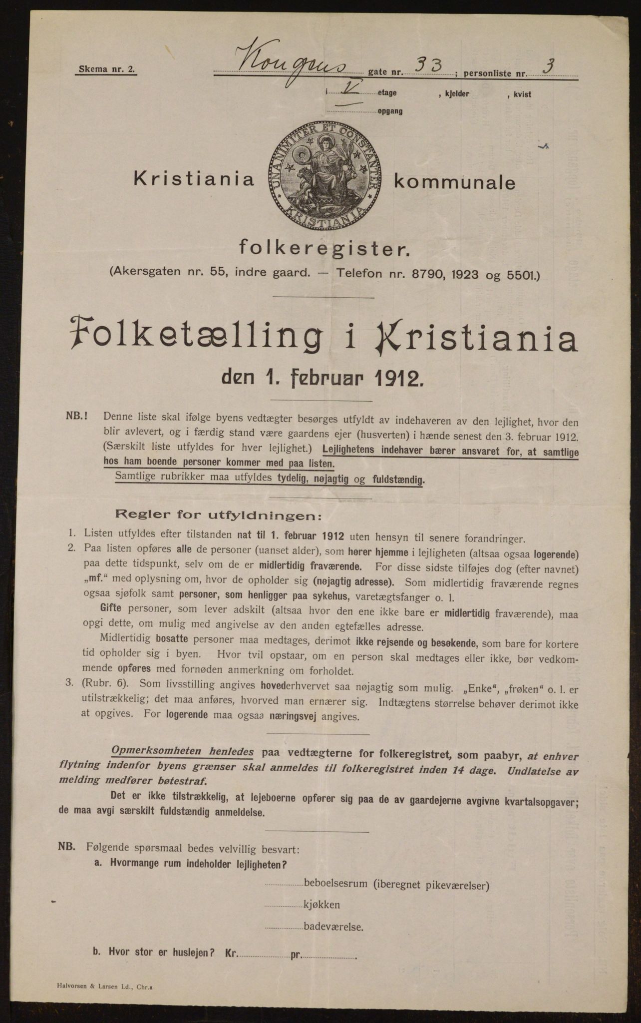 OBA, Municipal Census 1912 for Kristiania, 1912, p. 52907