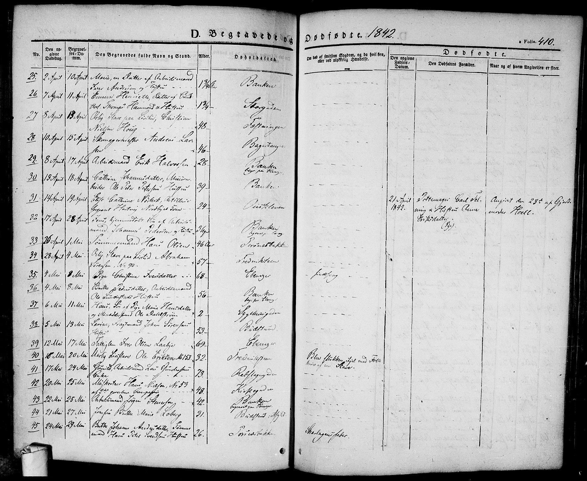 Halden prestekontor Kirkebøker, SAO/A-10909/F/Fa/L0005: Parish register (official) no. I 5, 1834-1845, p. 410