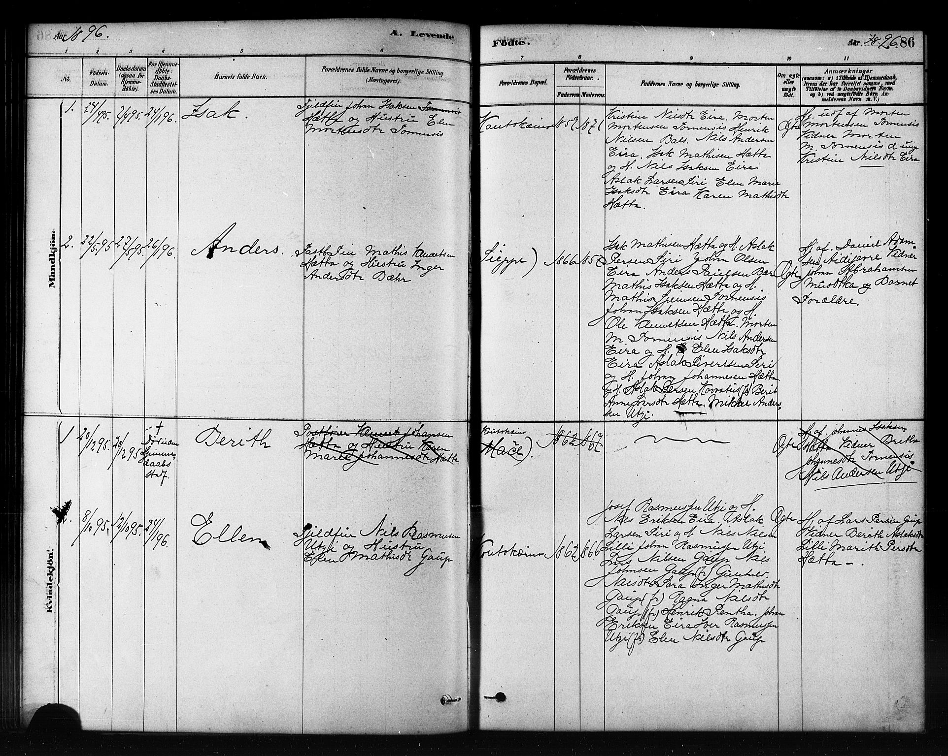 Kautokeino sokneprestembete, SATØ/S-1340/H/Hb/L0002.klokk: Parish register (copy) no. 2, 1877-1896, p. 86