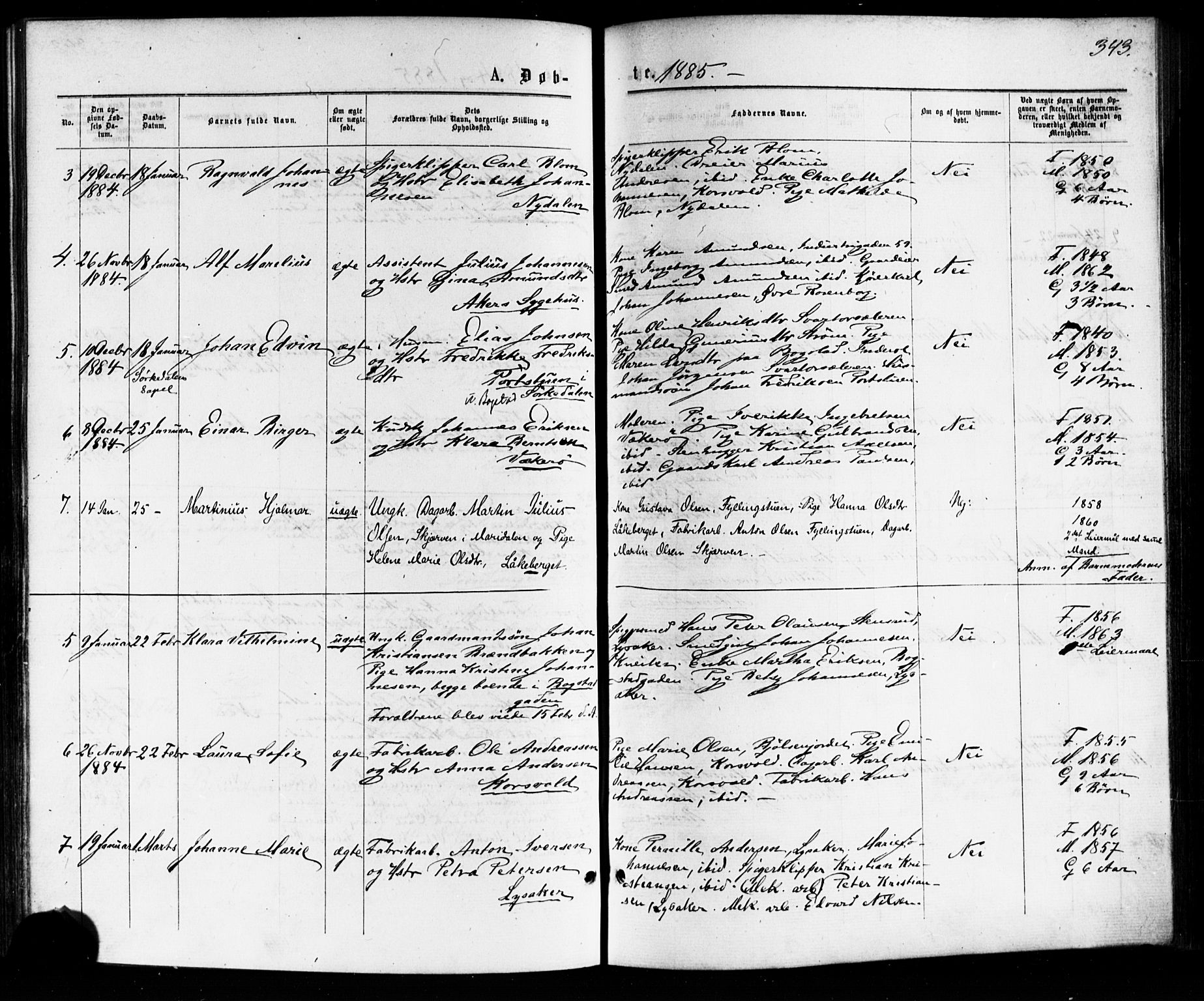 Vestre Aker prestekontor Kirkebøker, AV/SAO-A-10025/F/Fa/L0007: Parish register (official) no. 7, 1875-1886, p. 343