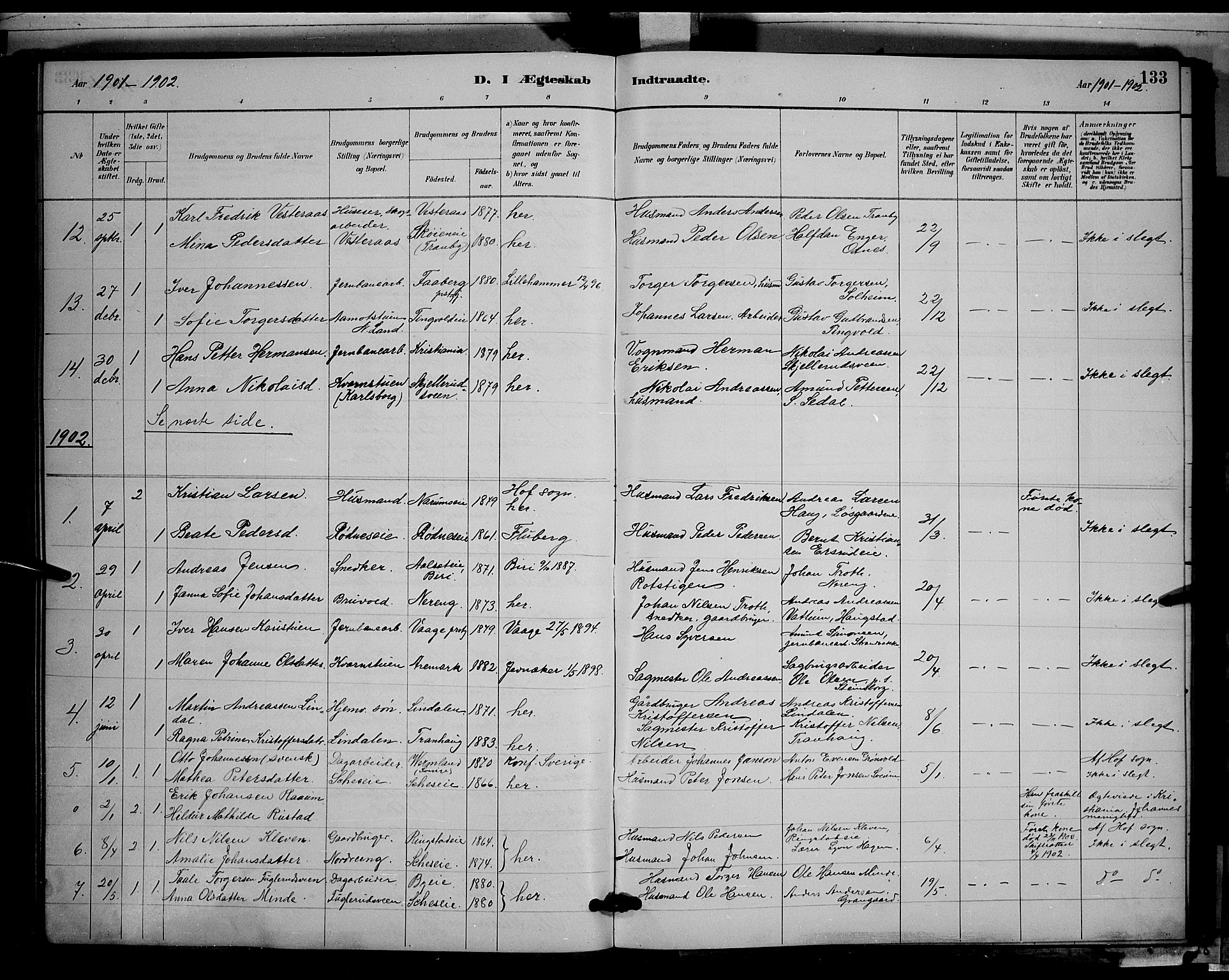 Søndre Land prestekontor, SAH/PREST-122/L/L0003: Parish register (copy) no. 3, 1884-1902, p. 133