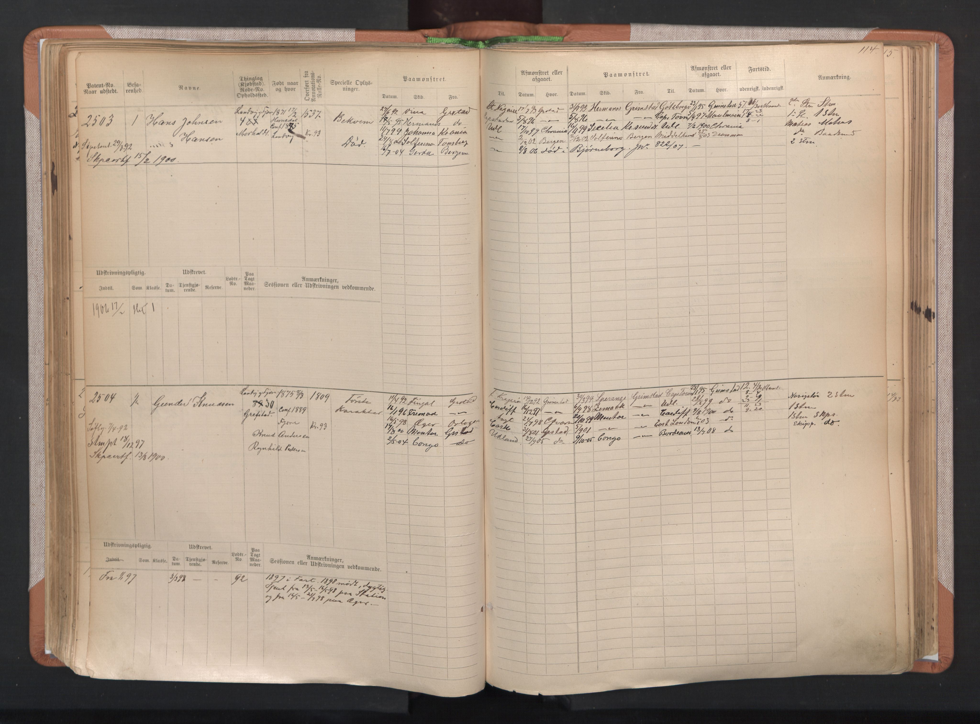 Grimstad mønstringskrets, AV/SAK-2031-0013/F/Fb/L0004: Hovedrulle A nr 2277-3042, F-7, 1889-1940, p. 120