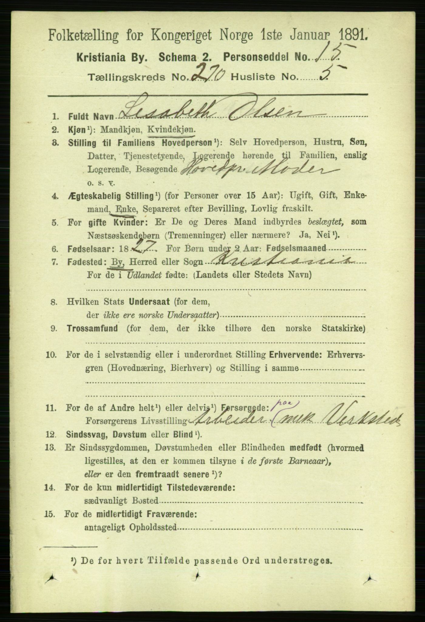 RA, 1891 census for 0301 Kristiania, 1891, p. 164134