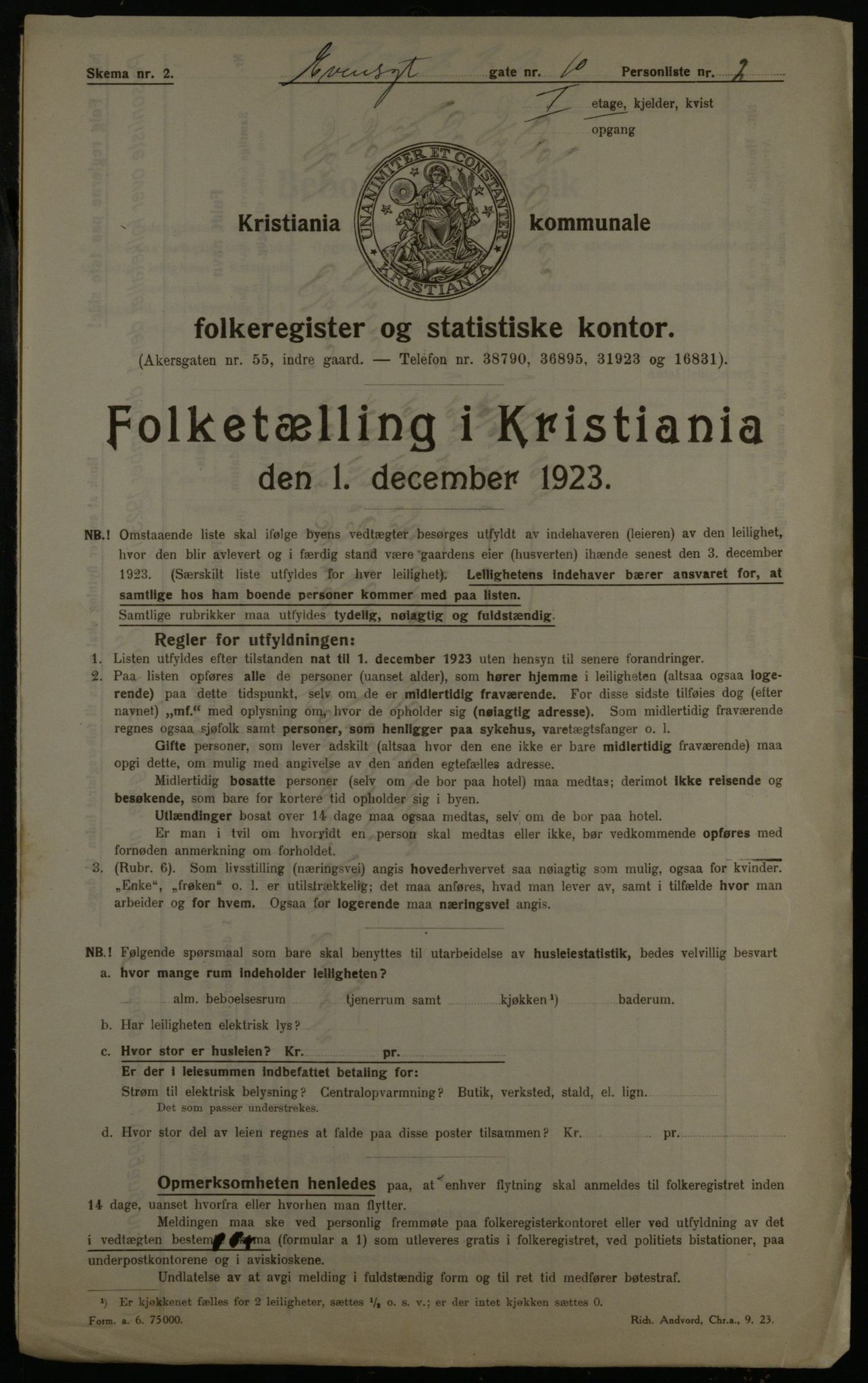 OBA, Municipal Census 1923 for Kristiania, 1923, p. 25813